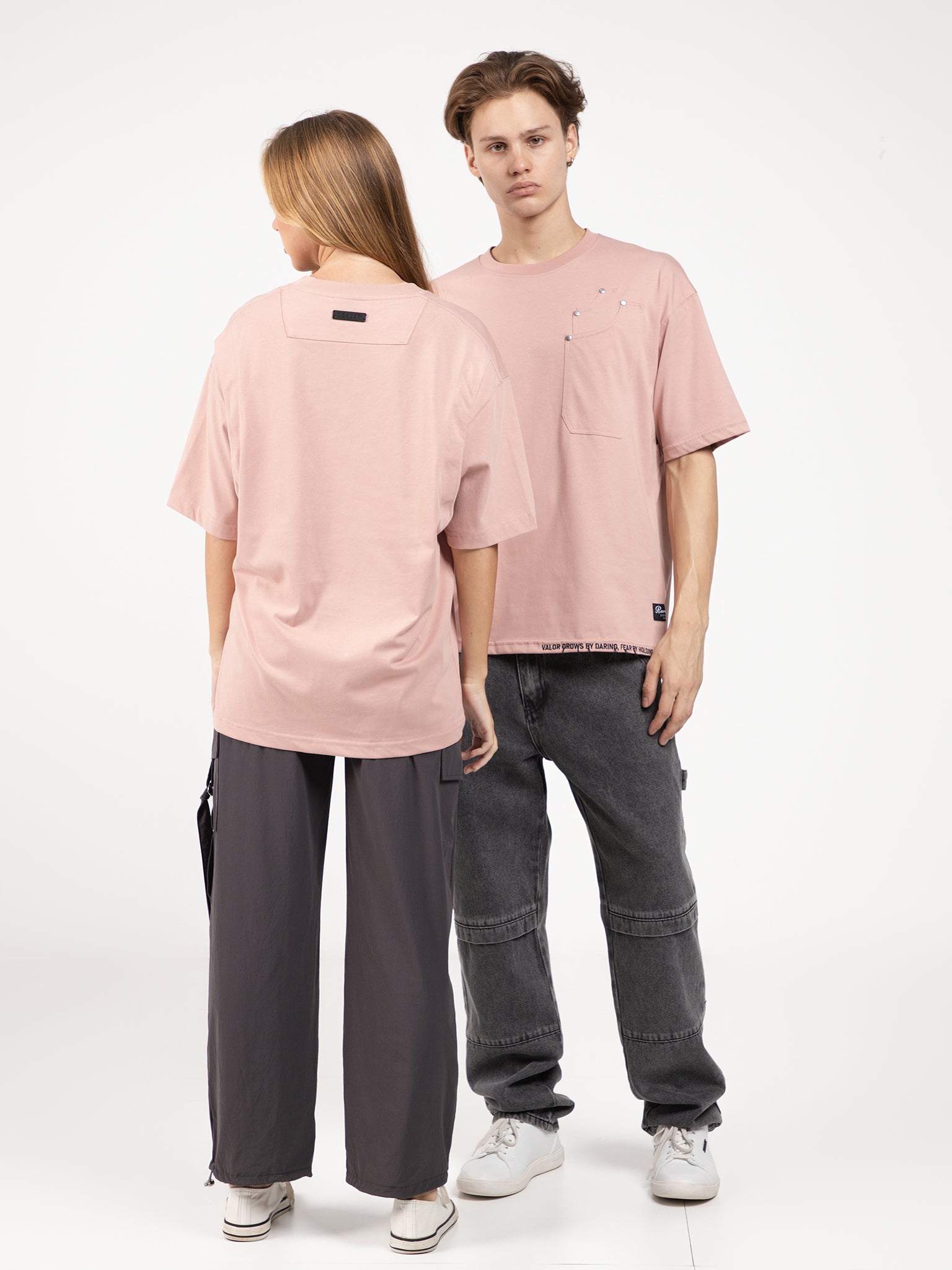DEEDAT REVENANT Oversize Short Sleeve Tees - Dusty Pink