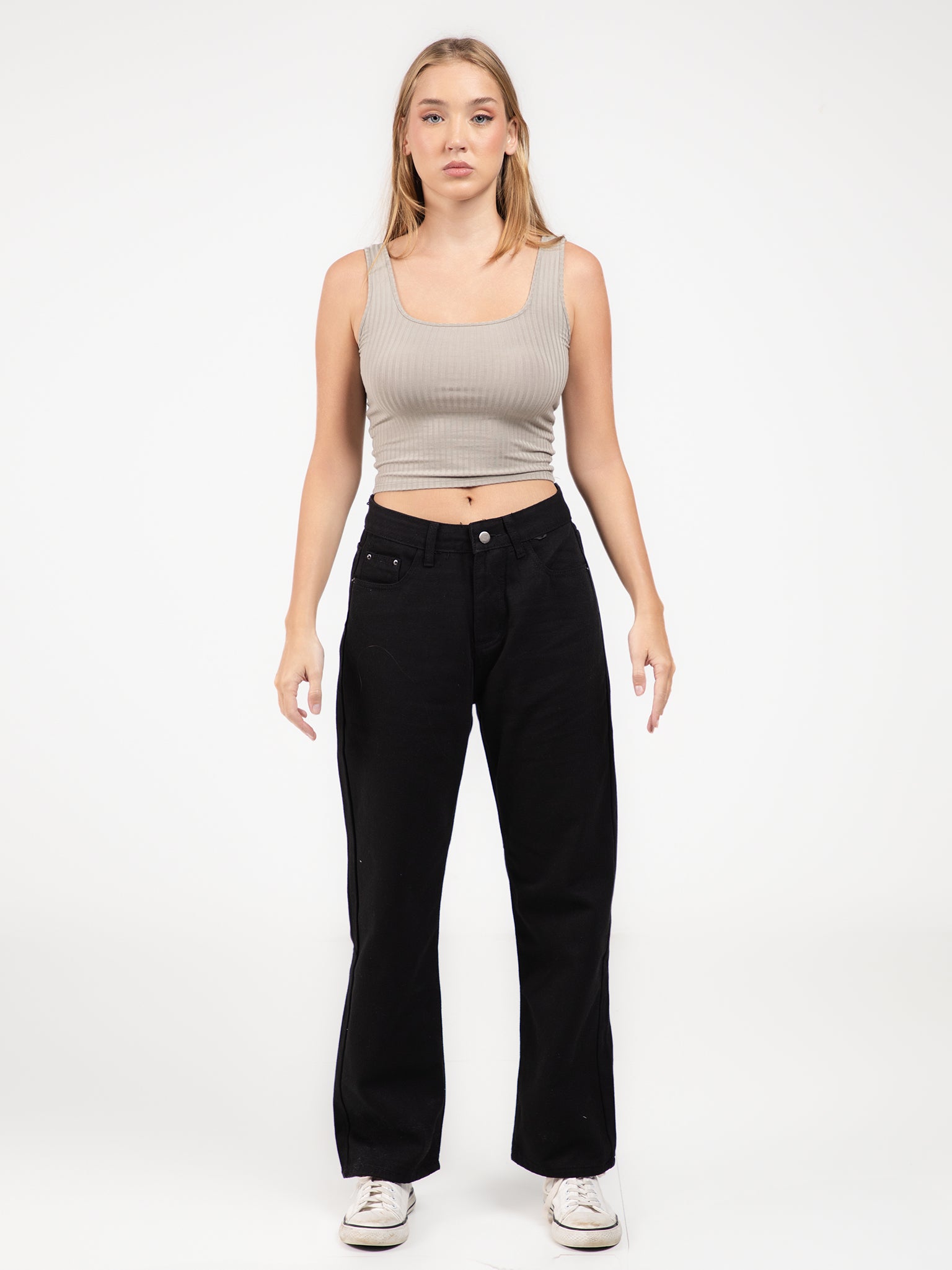 DEEDAT Women Wide Leg Cut Jeans -Black