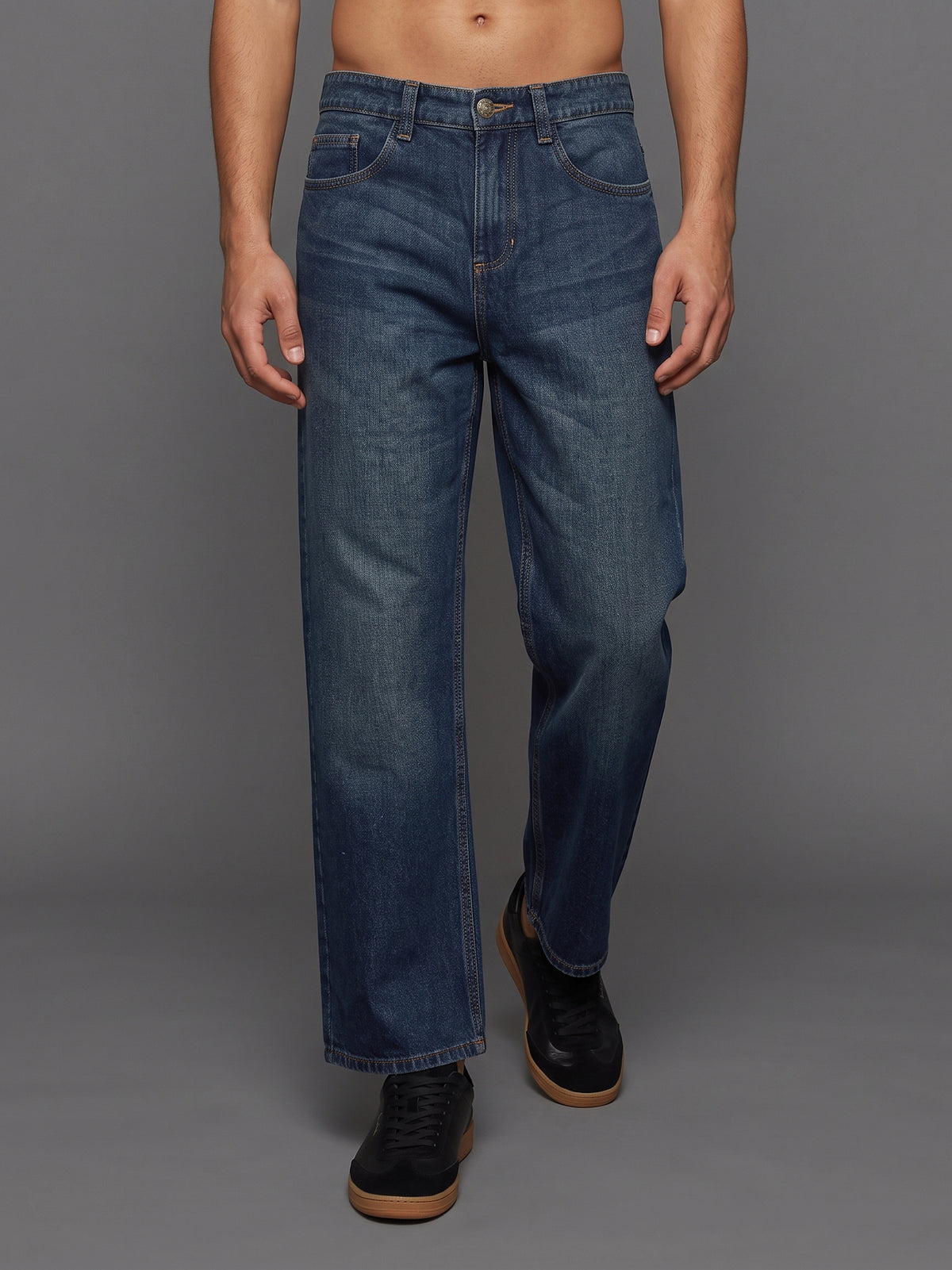 DEEDAT Men's Oversized Jeans - Dark Blue