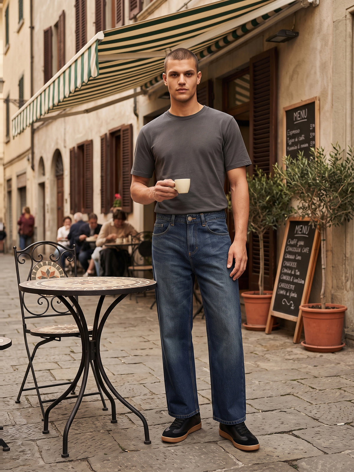 DEEDAT Men's Oversized Jeans - Dark Blue