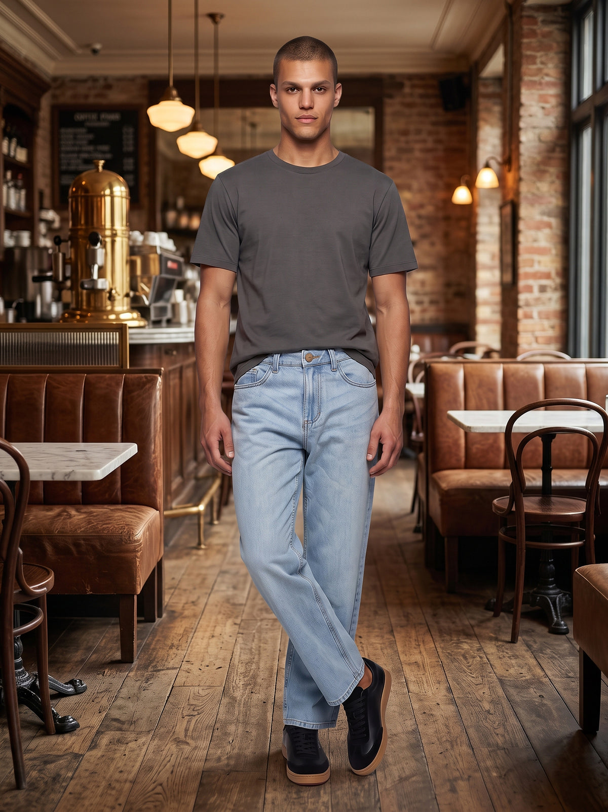 DEEDAT Men's Oversized Jeans - Light Blue