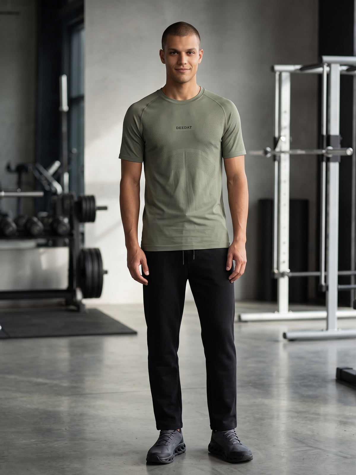 DEEDAT Performance Slim Fit Crew Neck Tees - Olive Green
