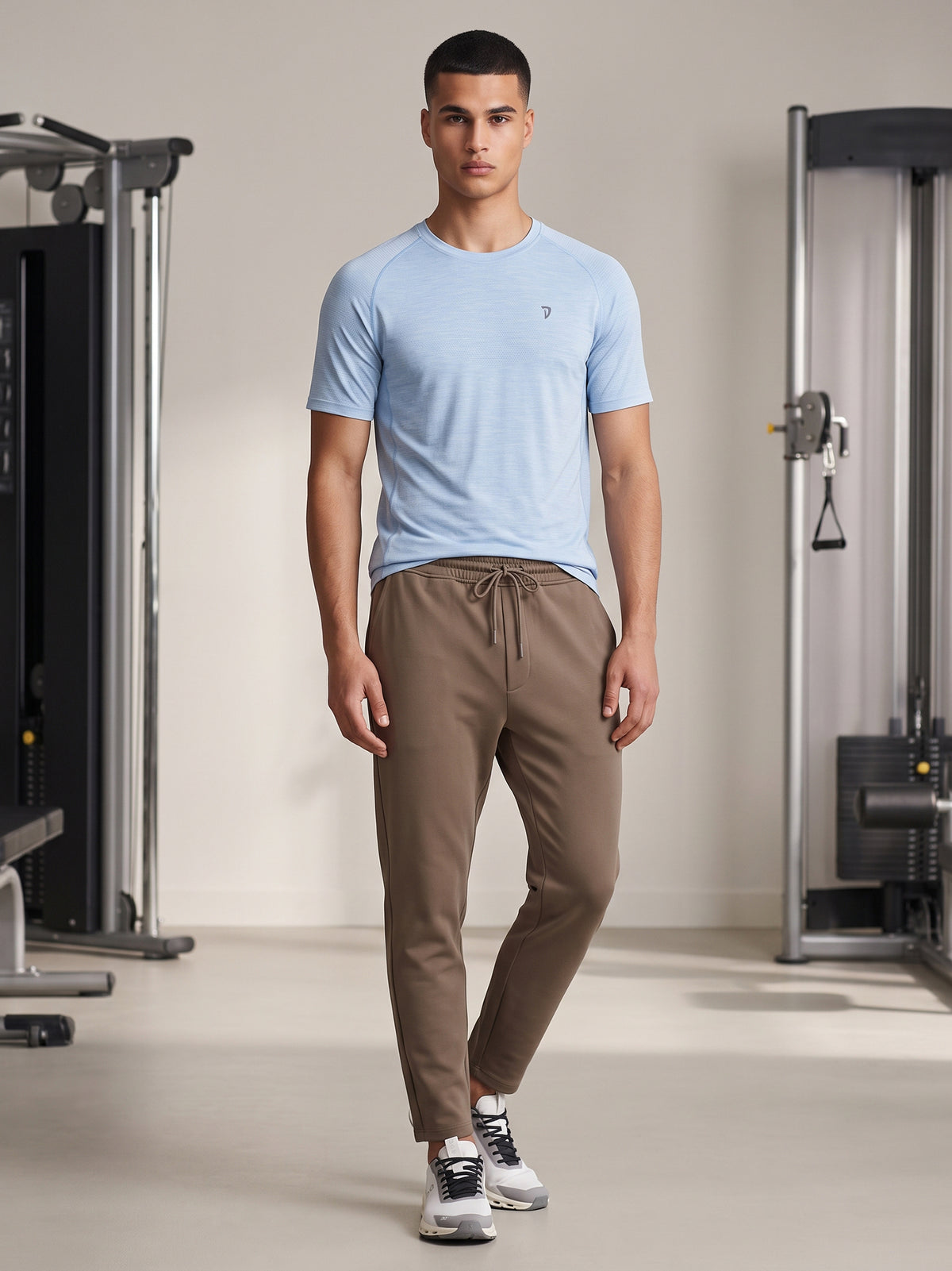 DEEDAT Performance Slim Fit Crew Neck Tees - Light Blue