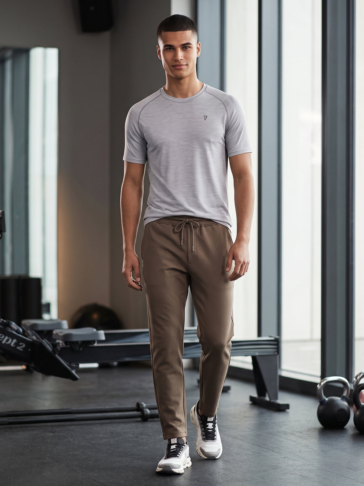 DEEDAT Performance Slim Fit Crew Neck Tees - Gray