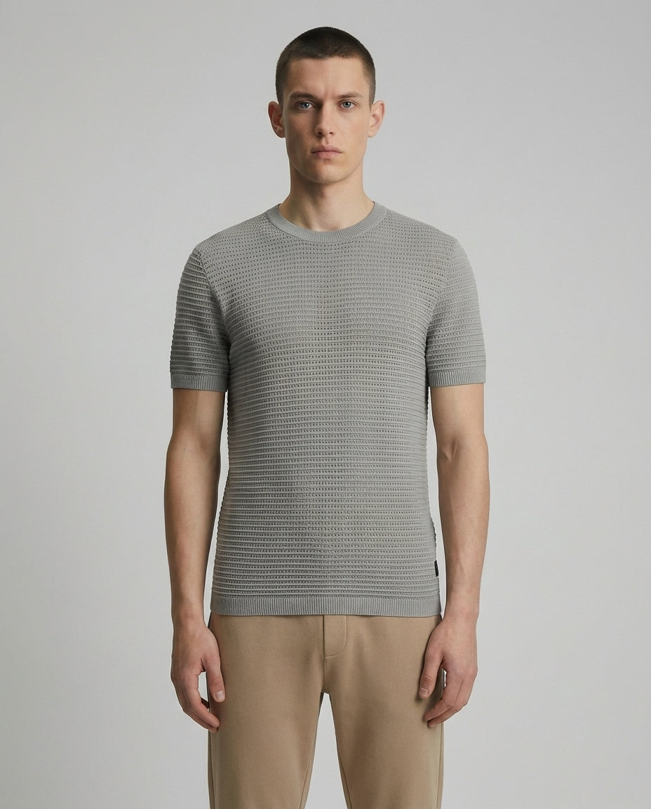 DEEDAT PORTOFINO Crew Neck Tees - Light Grey