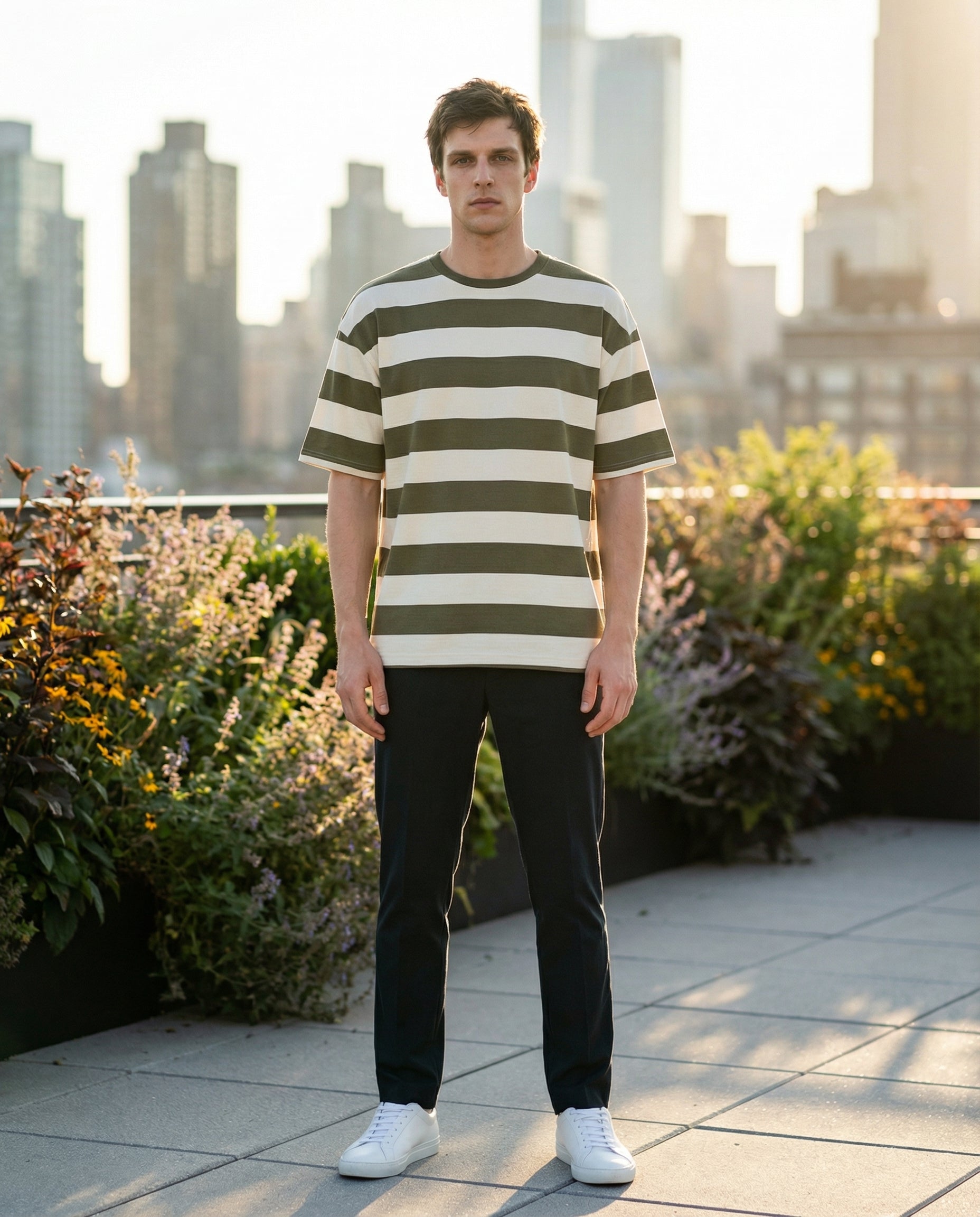 DEEDAT MAVERIC Oversized Crew Neck Tees-Green