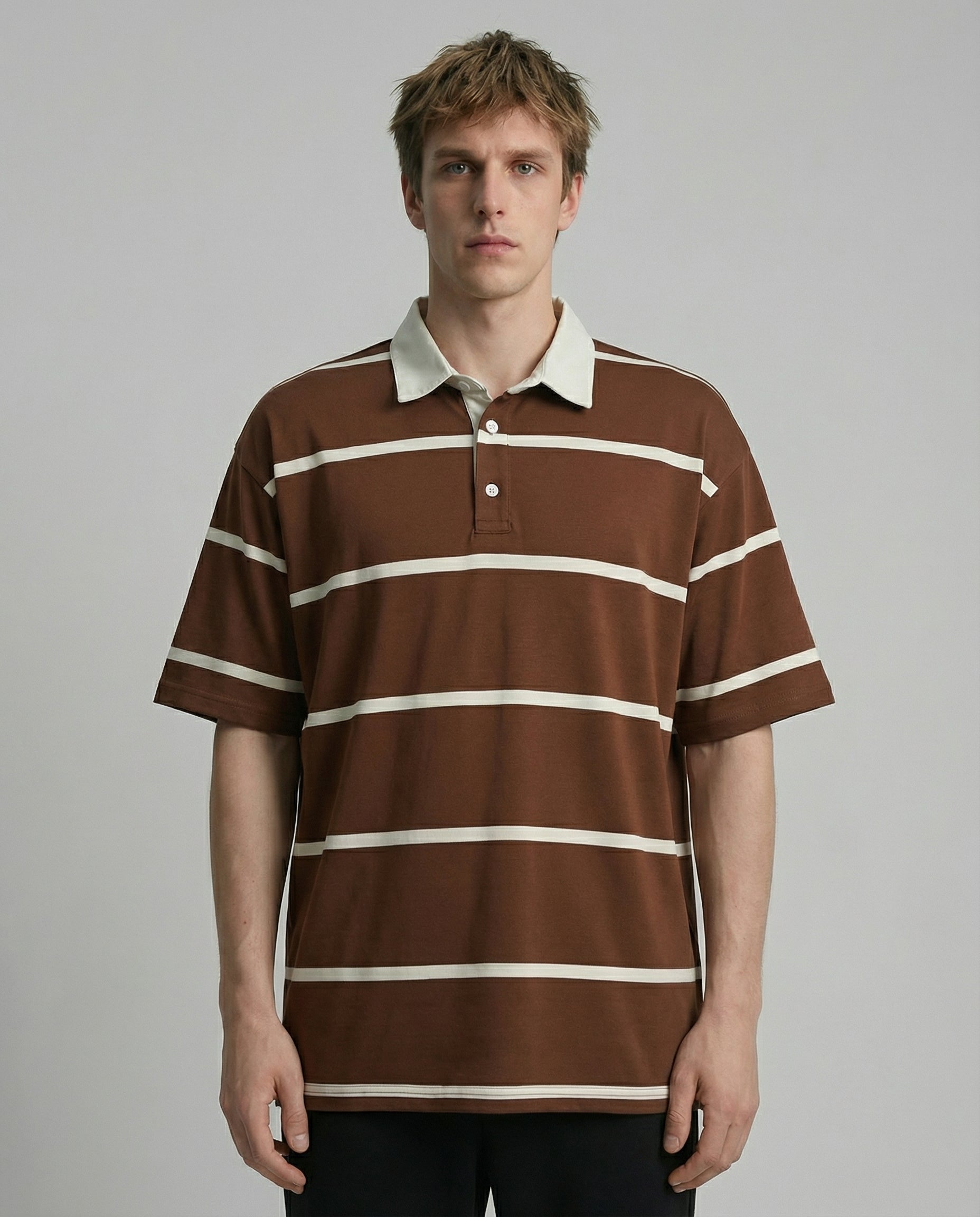 DEEDAT MAVERIC Oversized POLO Tees - Brown