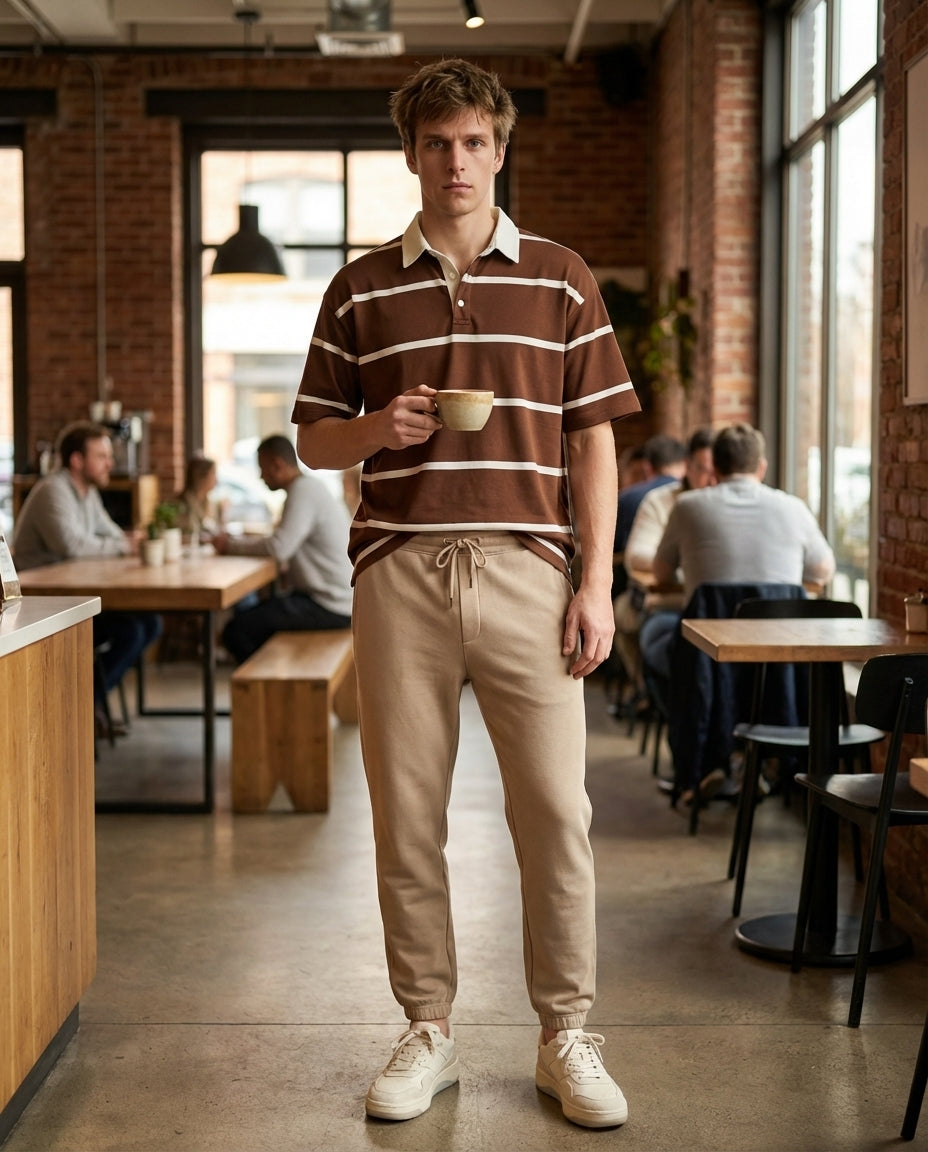 DEEDAT MAVERIC Oversized POLO Tees - Brown