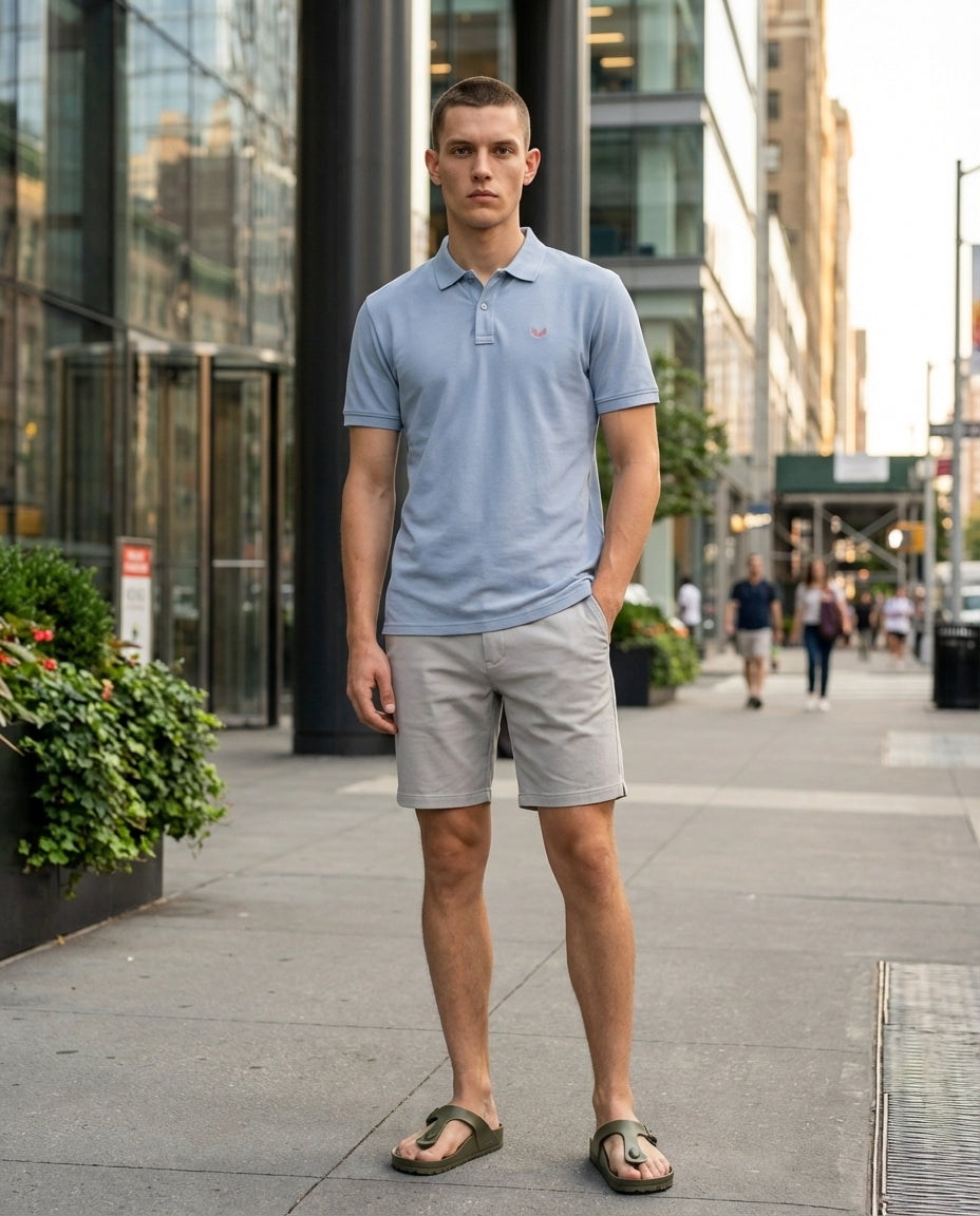 DEEDAT SHORT SLEEVE SLIM FIT POLO TEES -SKY BLUE