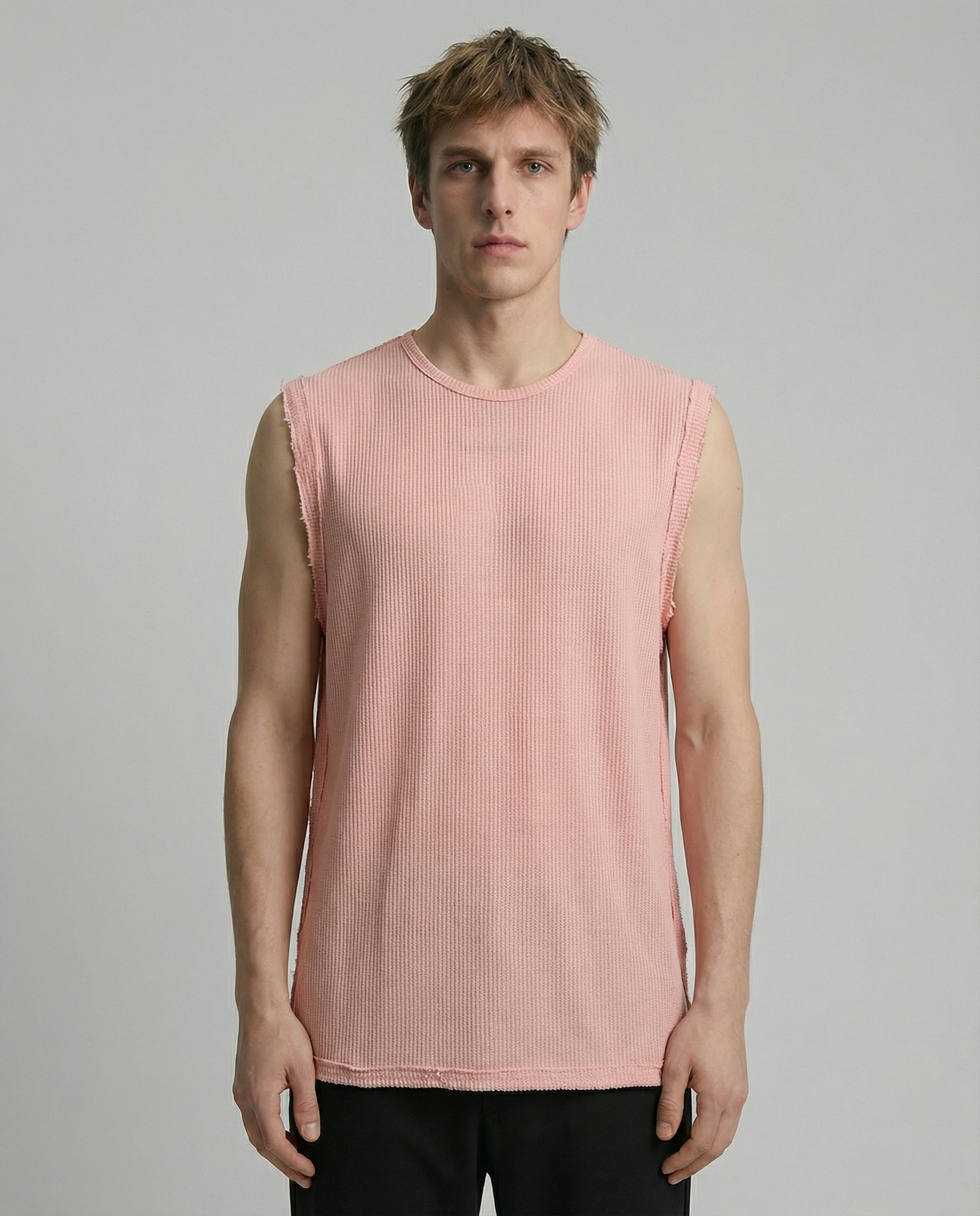DEEDAT Nature Verse Crew Neck Regular Fit Tank Top-Pink