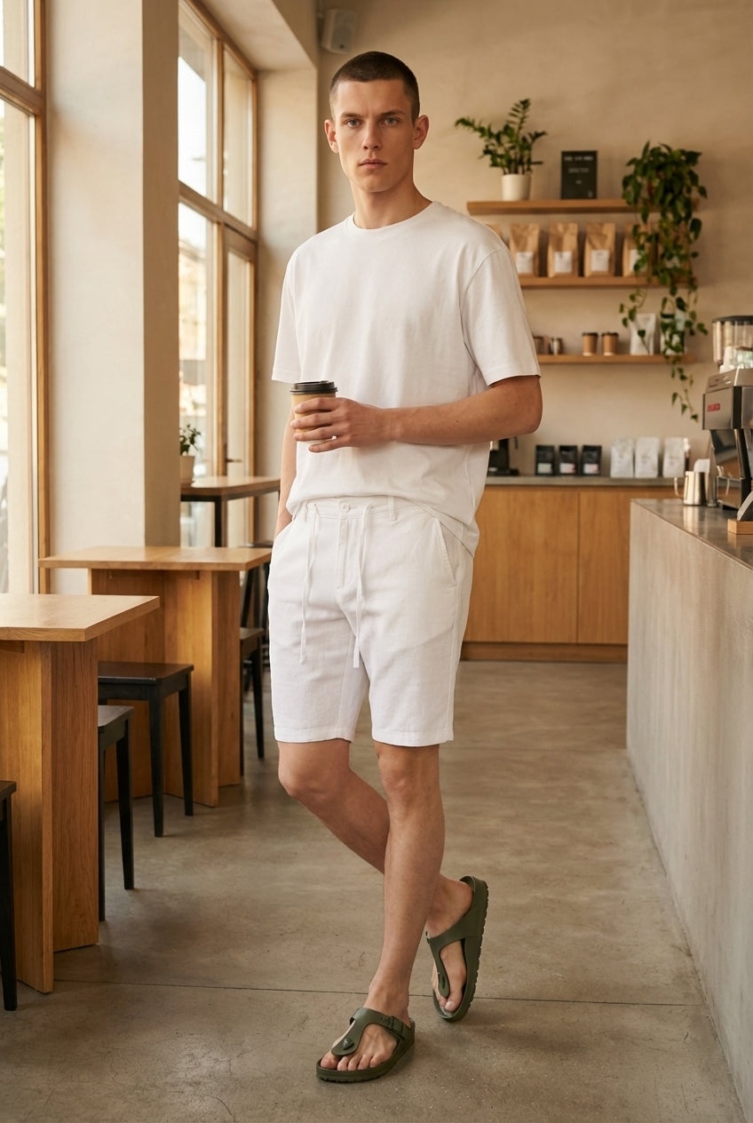 DEEDAT Standard Hem Slim Fit Short - White