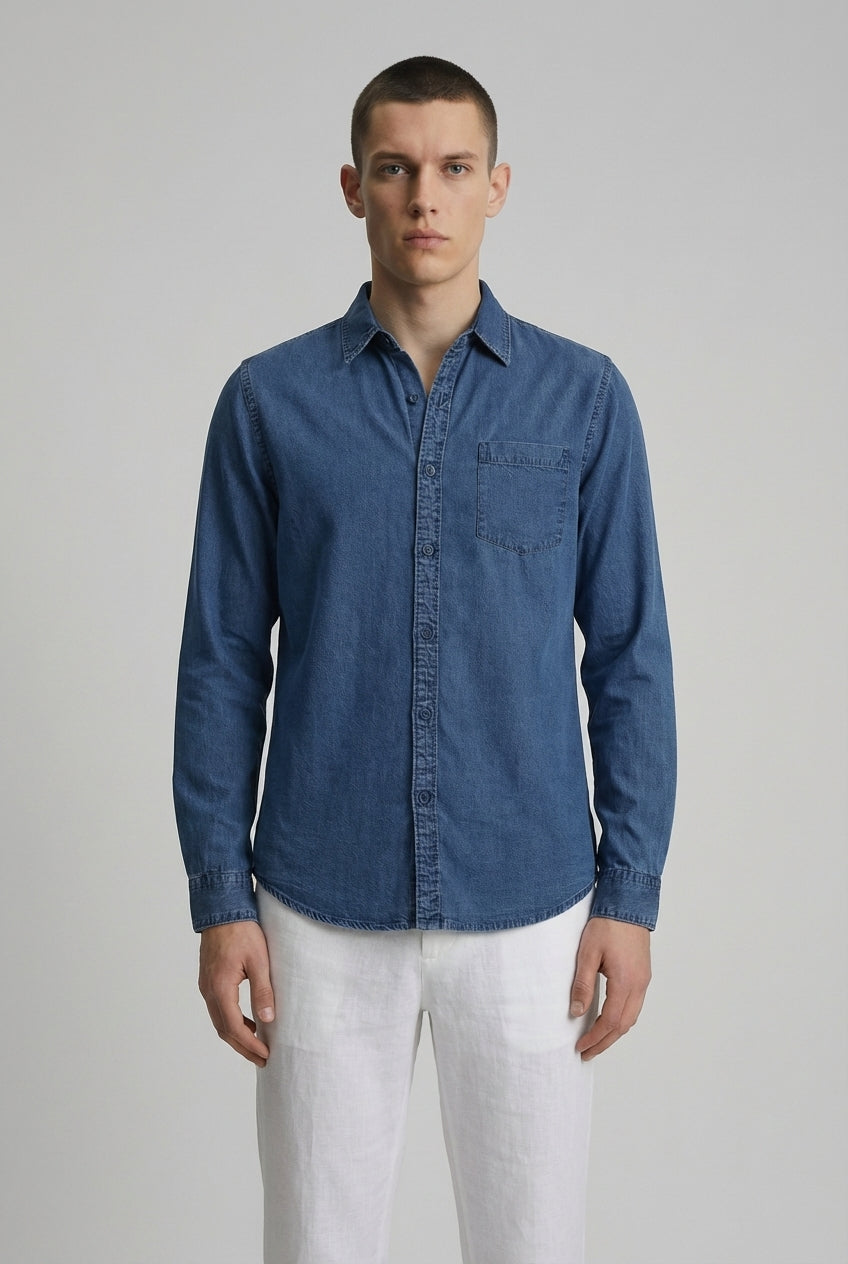 DEEDAT Slim Fit Long Sleeve Shirt -Blue