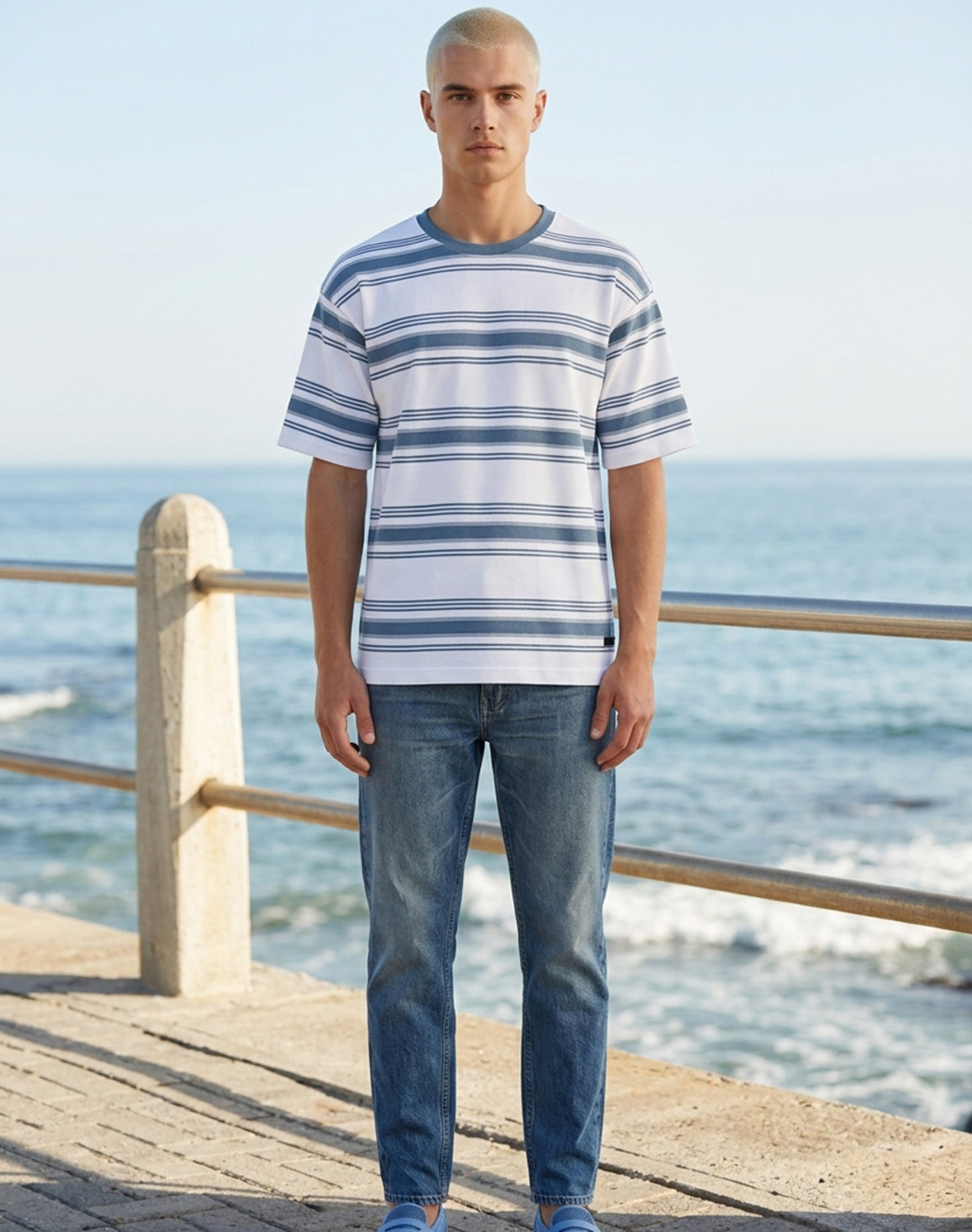 DEEDAT Maverick Oversized Stripe Tees - Blue