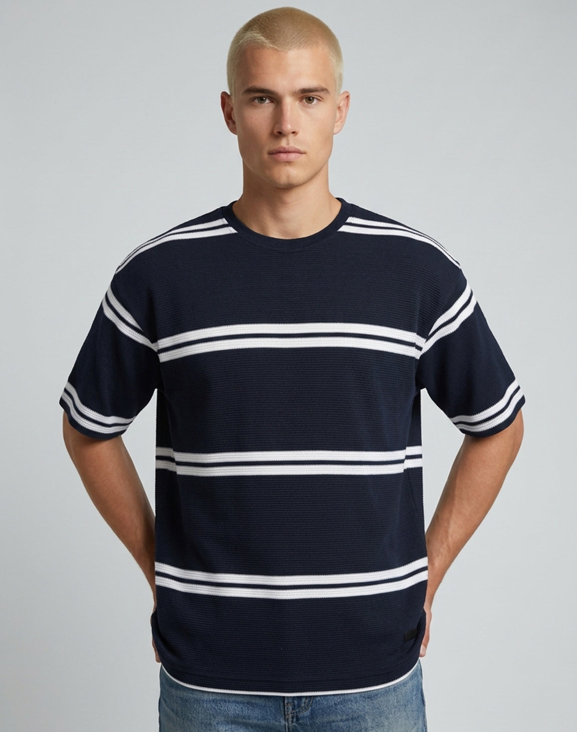 DEEDAT Maverick Oversized Stripe Tees - Navy