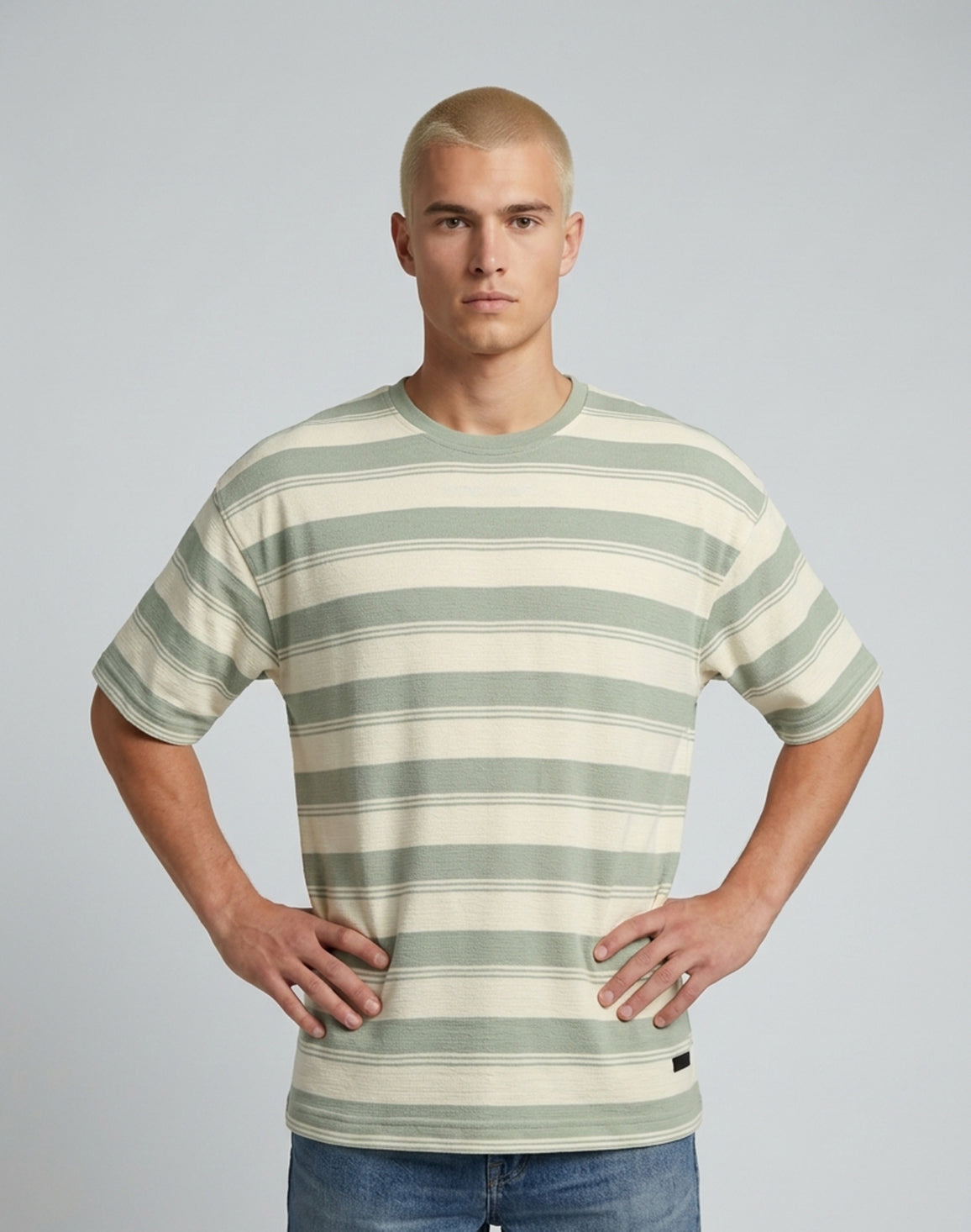 DEEDAT Maverick Oversized Stripe Tees - White/Green
