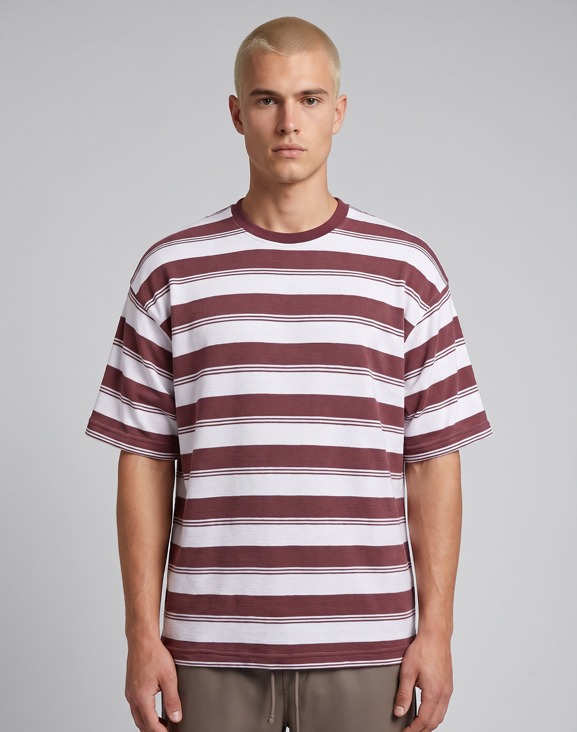 DEEDAT Maverick Oversized Stripe Tees - White/Pink