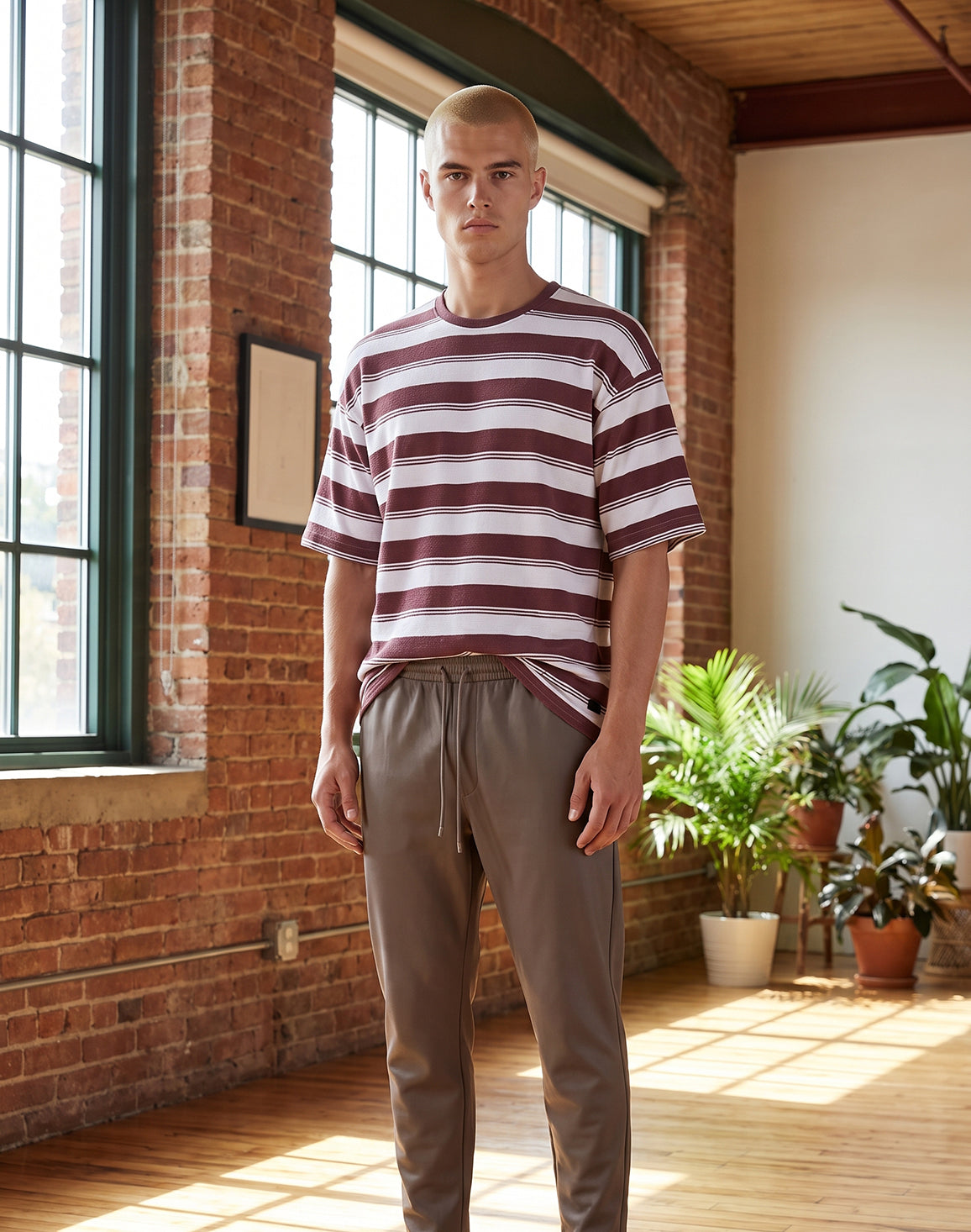 DEEDAT Maverick Oversized Stripe Tees - White/Pink