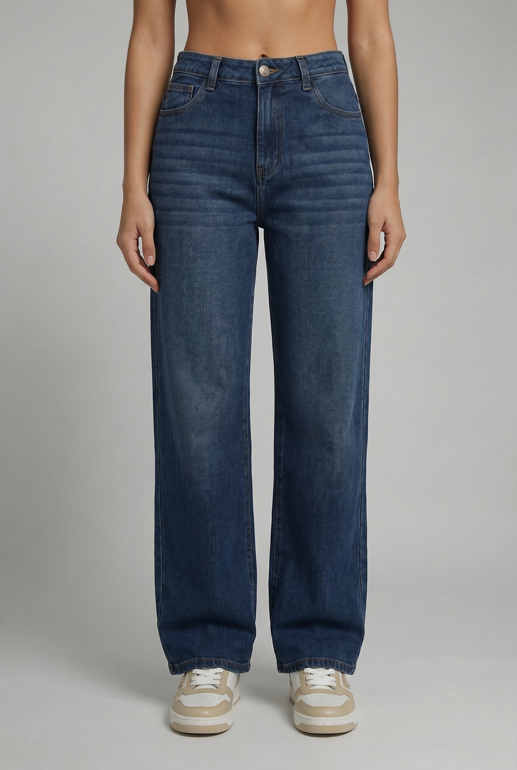 DEEDAT WIDE LEG Ladies Jeans - Mid Blue