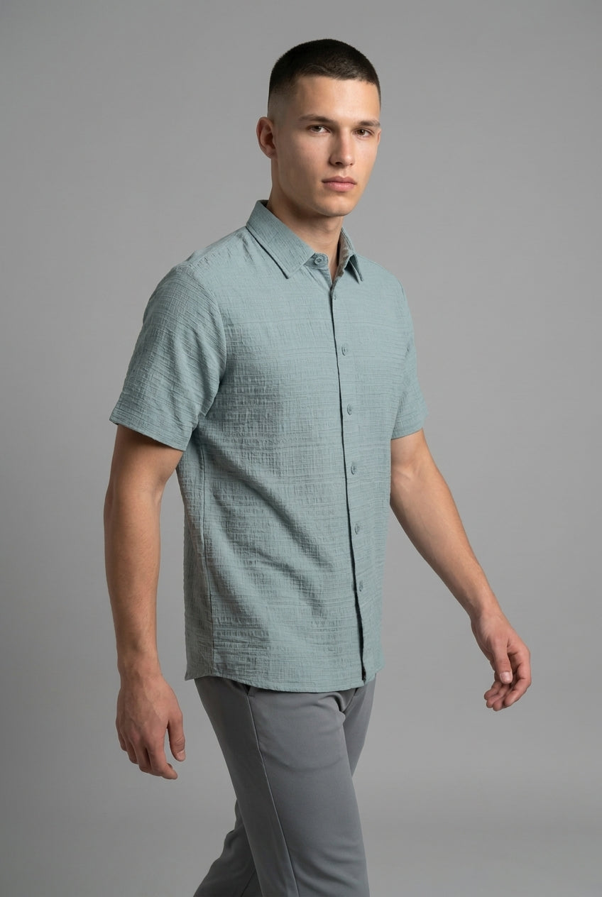 DEEDAT NATURE VERSE Regular Fit Short Sleeve Shirt - Green