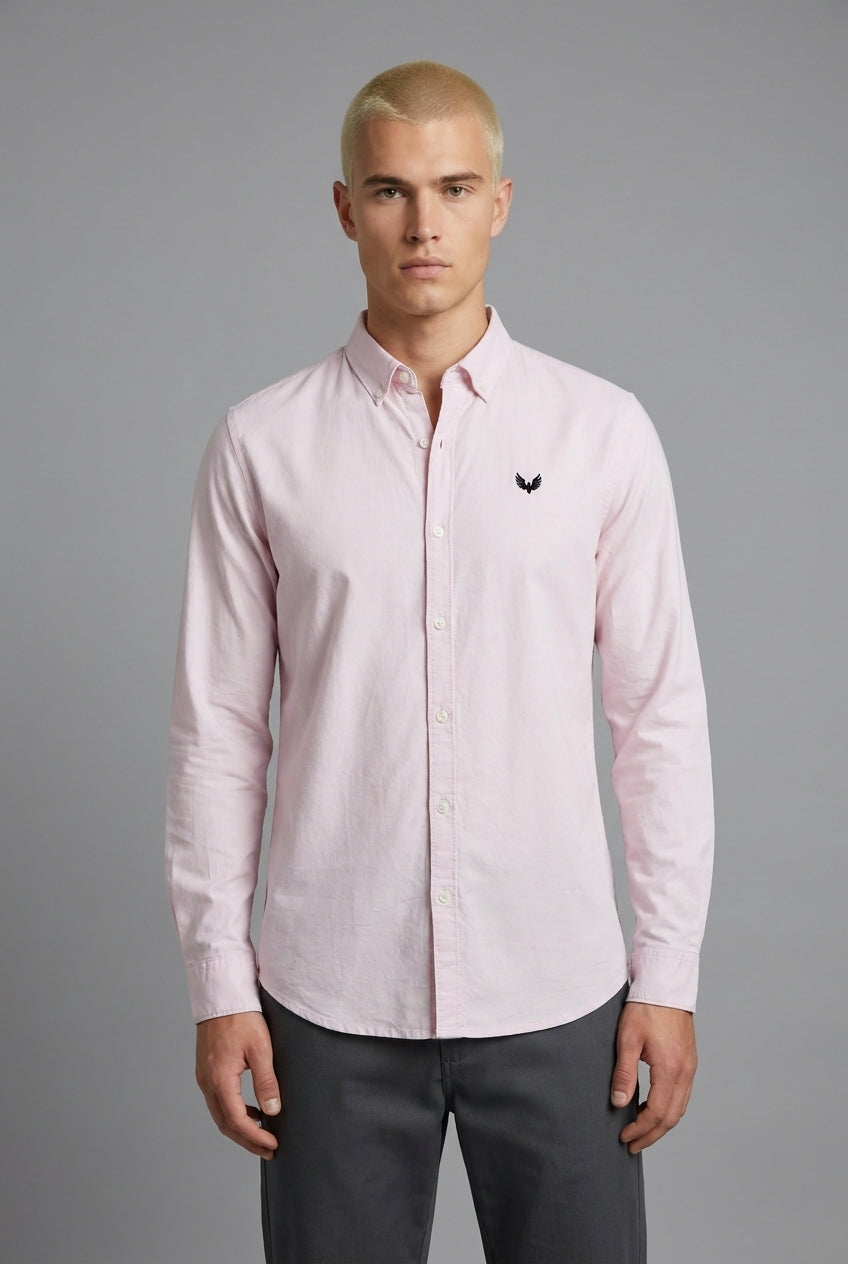 DEEDAT Long Sleeves slim Fit Cutaway Collar Shirt -Pink
