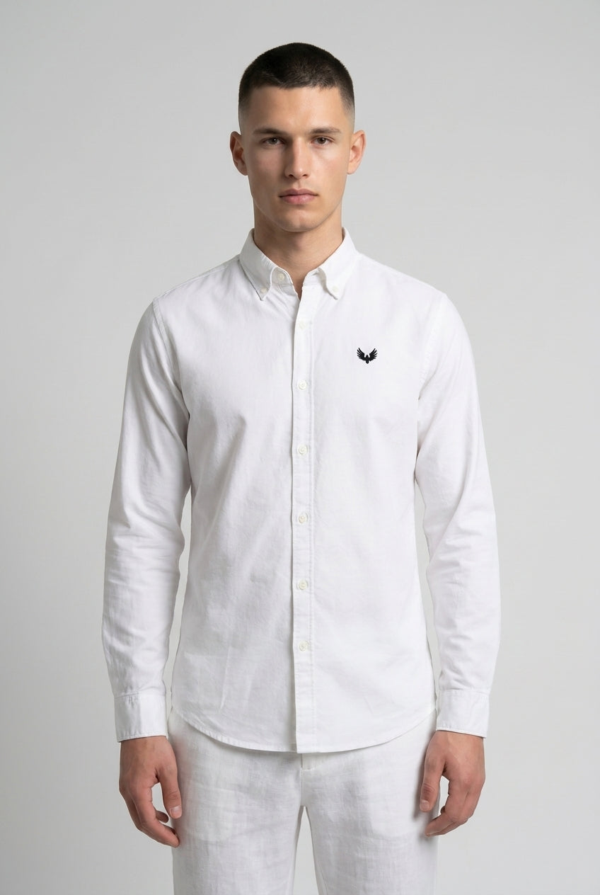 DEEDAT Long Sleeves Slim Fit Cutaway Collar Shirt -White