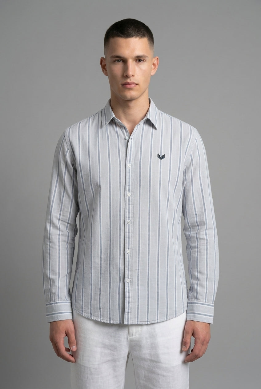DEEDAT Striped Regular Fit Long Sleeves Cutaway Collar Shirt - Gray