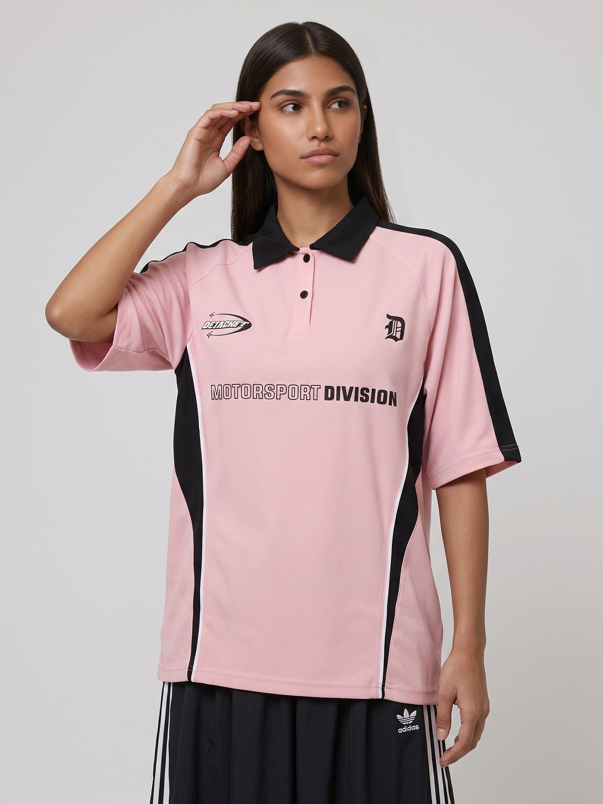 DEEDAT Women's Oversized Polo Tees - Pink