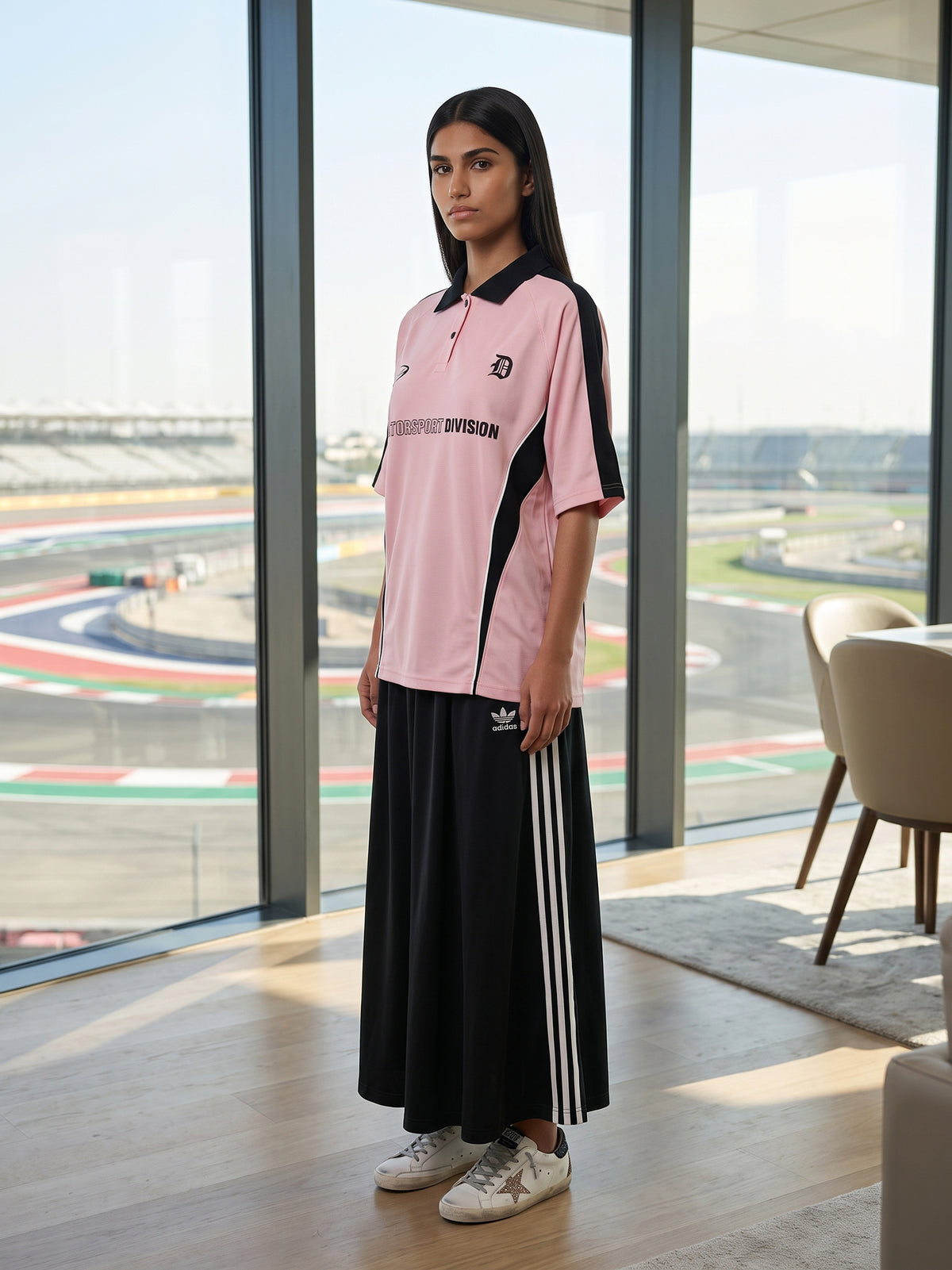 DEEDAT Women's Oversized Polo Tees - Pink
