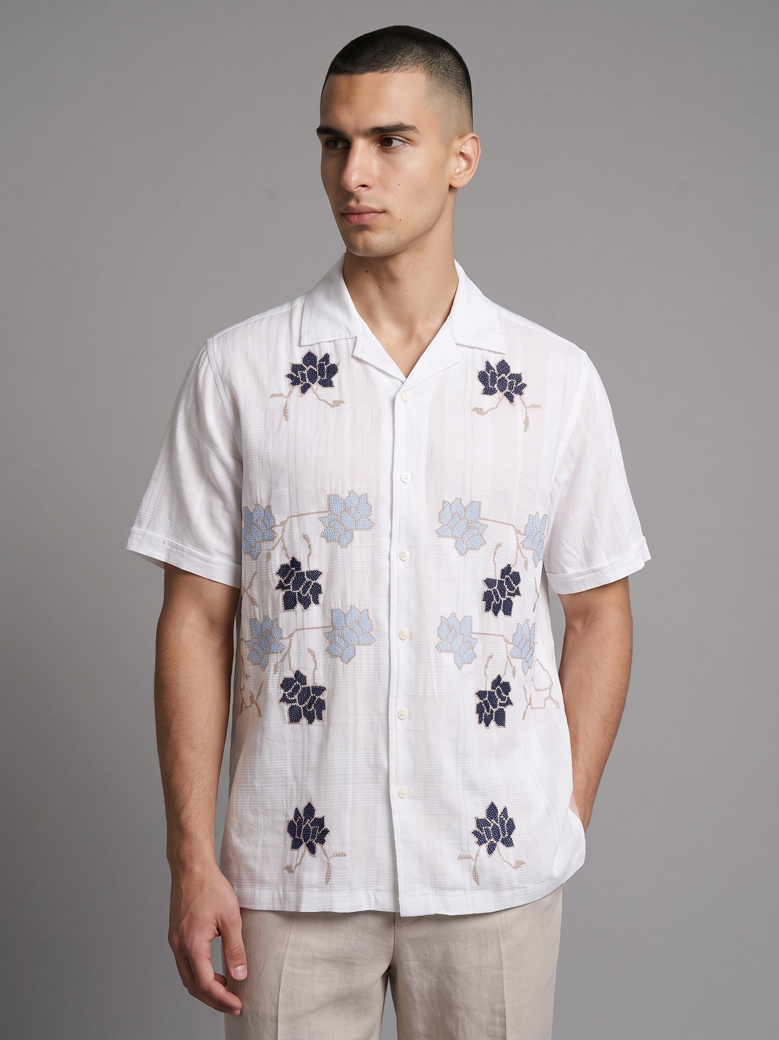 DEEDAT Regular Fit Casual Shirt - White