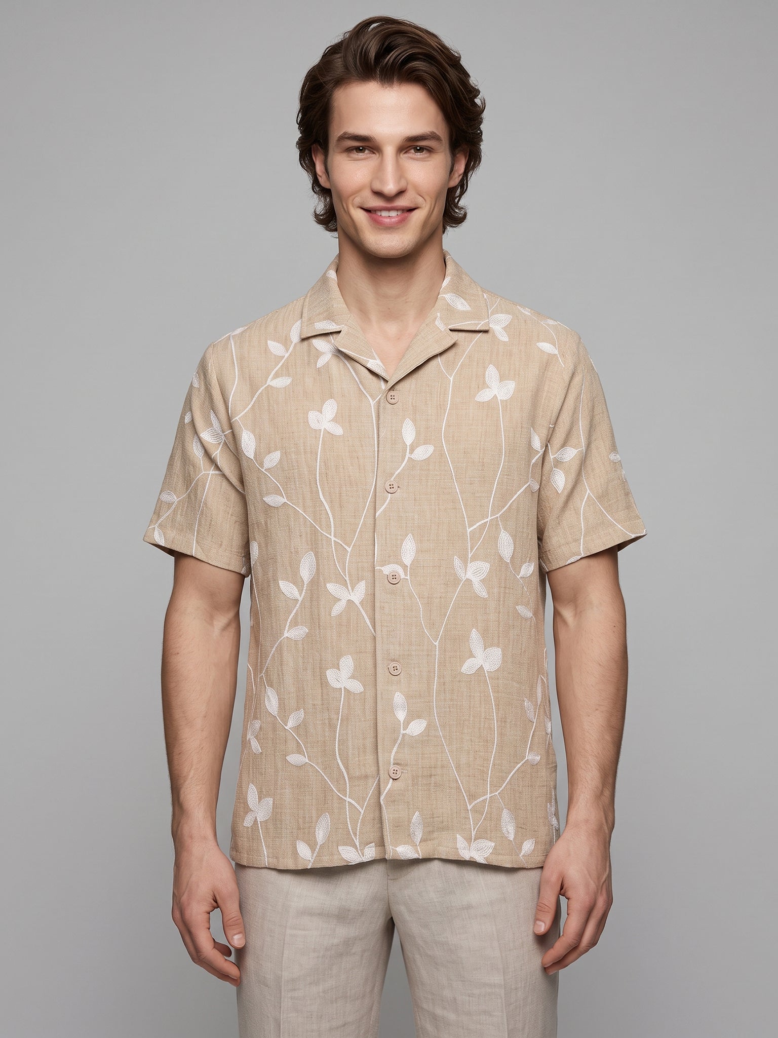 DEEDAT Regular Fit Casual Shirt - Khaki