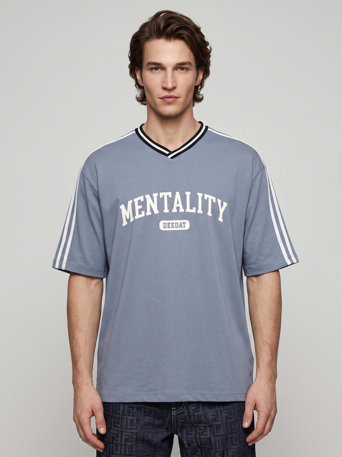 DEEDAT MNML WRLD Walker Oversized Tees - Steel Blue