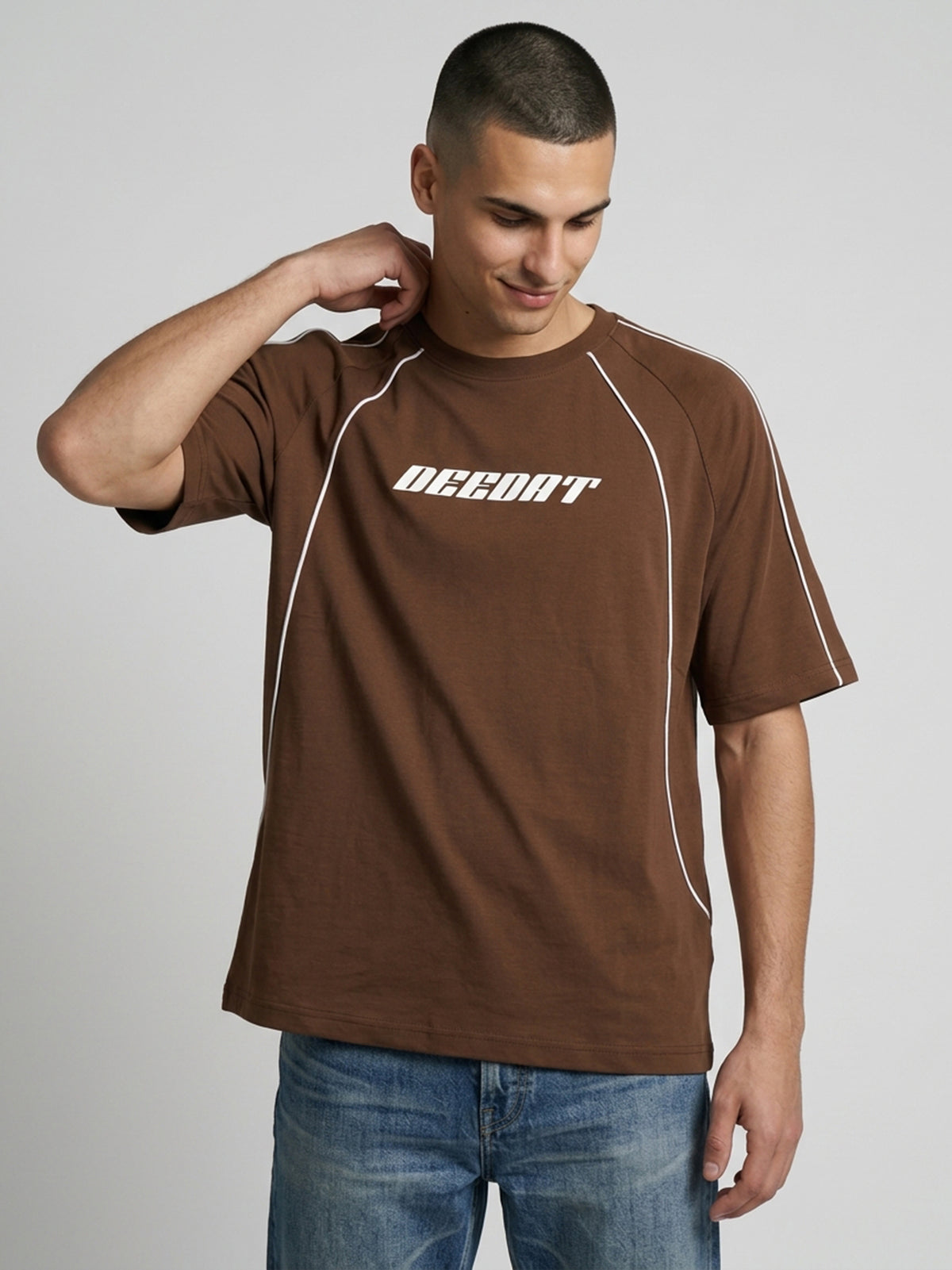 DEEDAT MNML WRLD Walker Oversized Tees - Brown