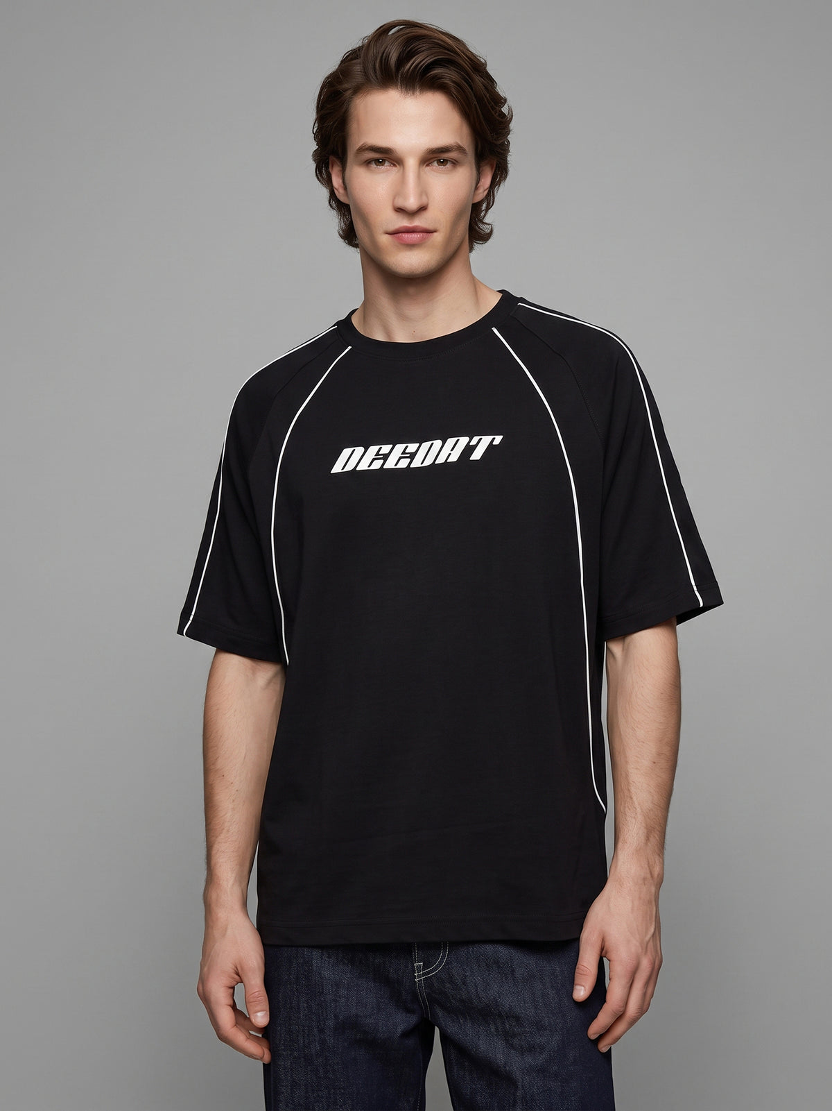 DEEDAT MNML WRLD Walker Oversized Tees - Black