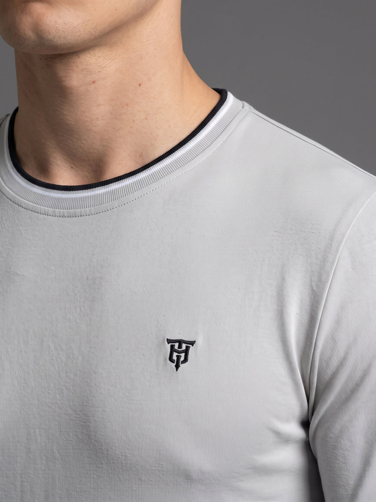 DEEDAT Short Sleeve Crew Neck Slim Fit Tees - Grey