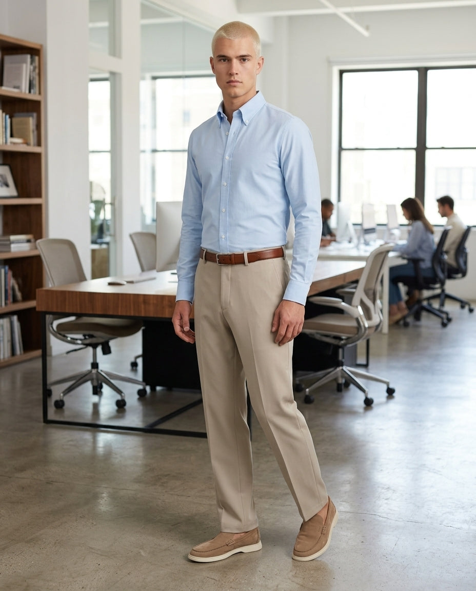 DEEDAT Regular Fit Casual Pant -Cream