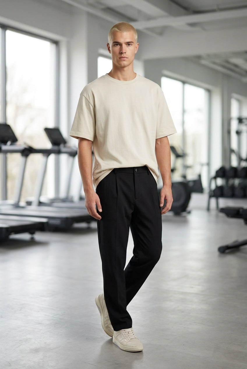 DEEDAT Tapered Fit Casual Pant - Black