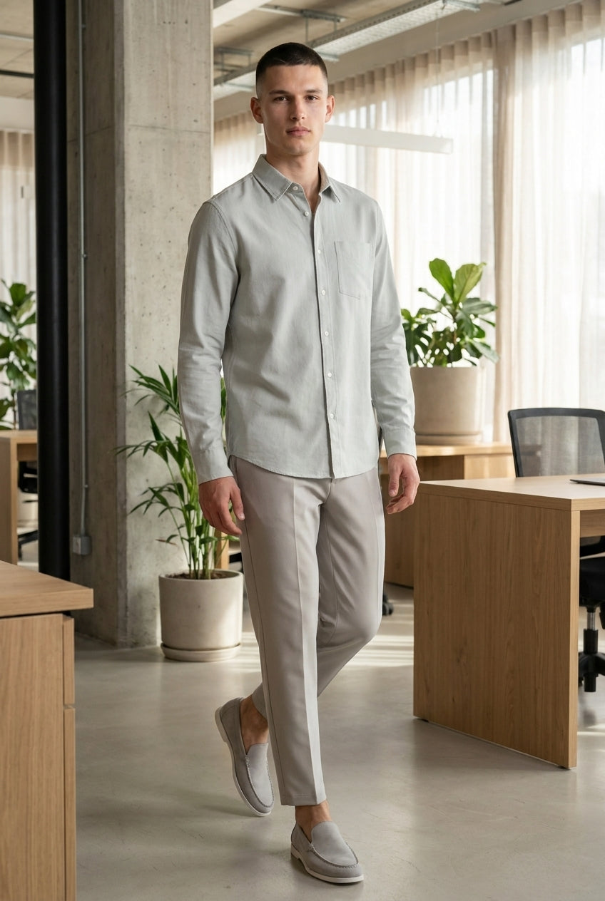 DEEDAT Tapered Fit Casual Pant - Off White
