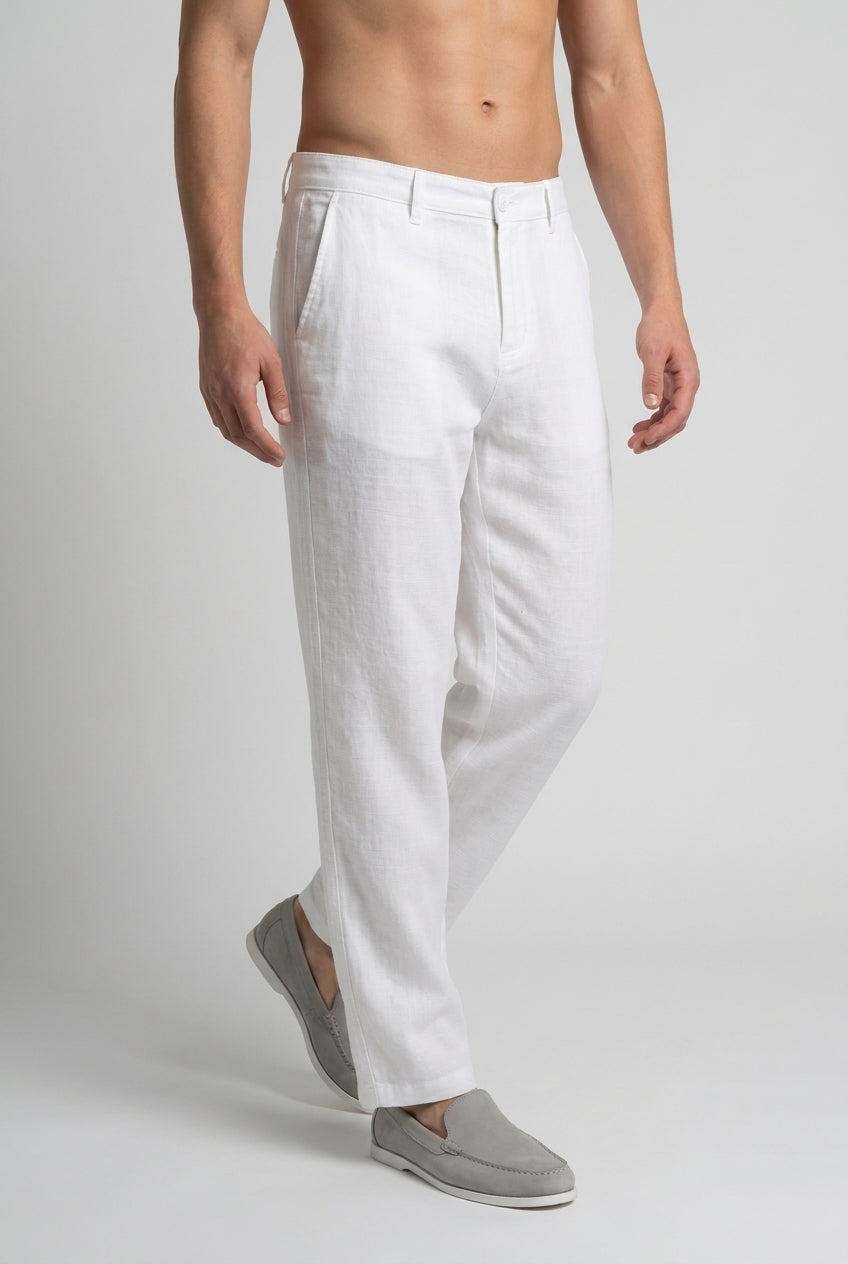 DEEDAT Regular Fit Casual Pant - White