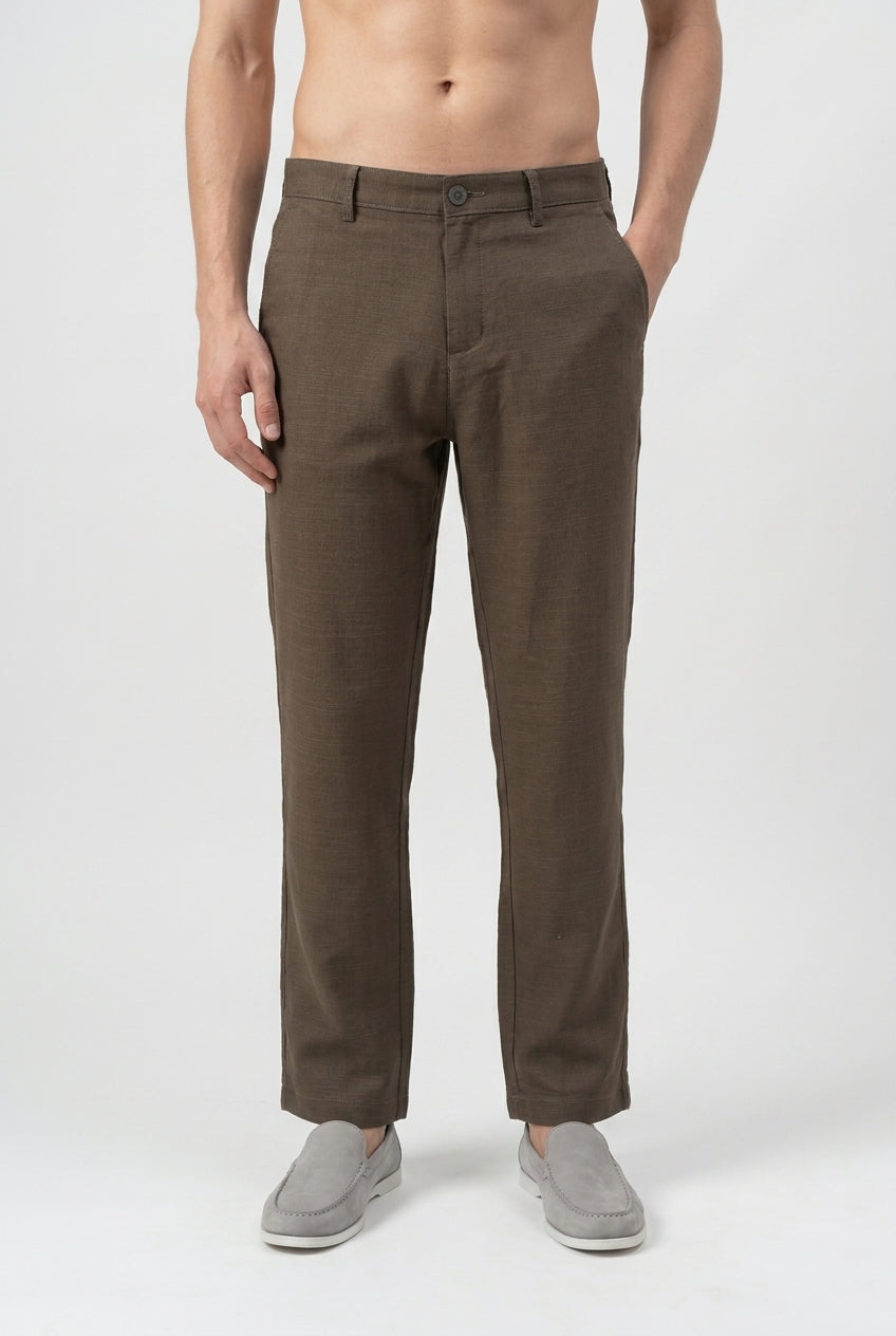 DEEDAT Regular Fit Casual Pant - Brown