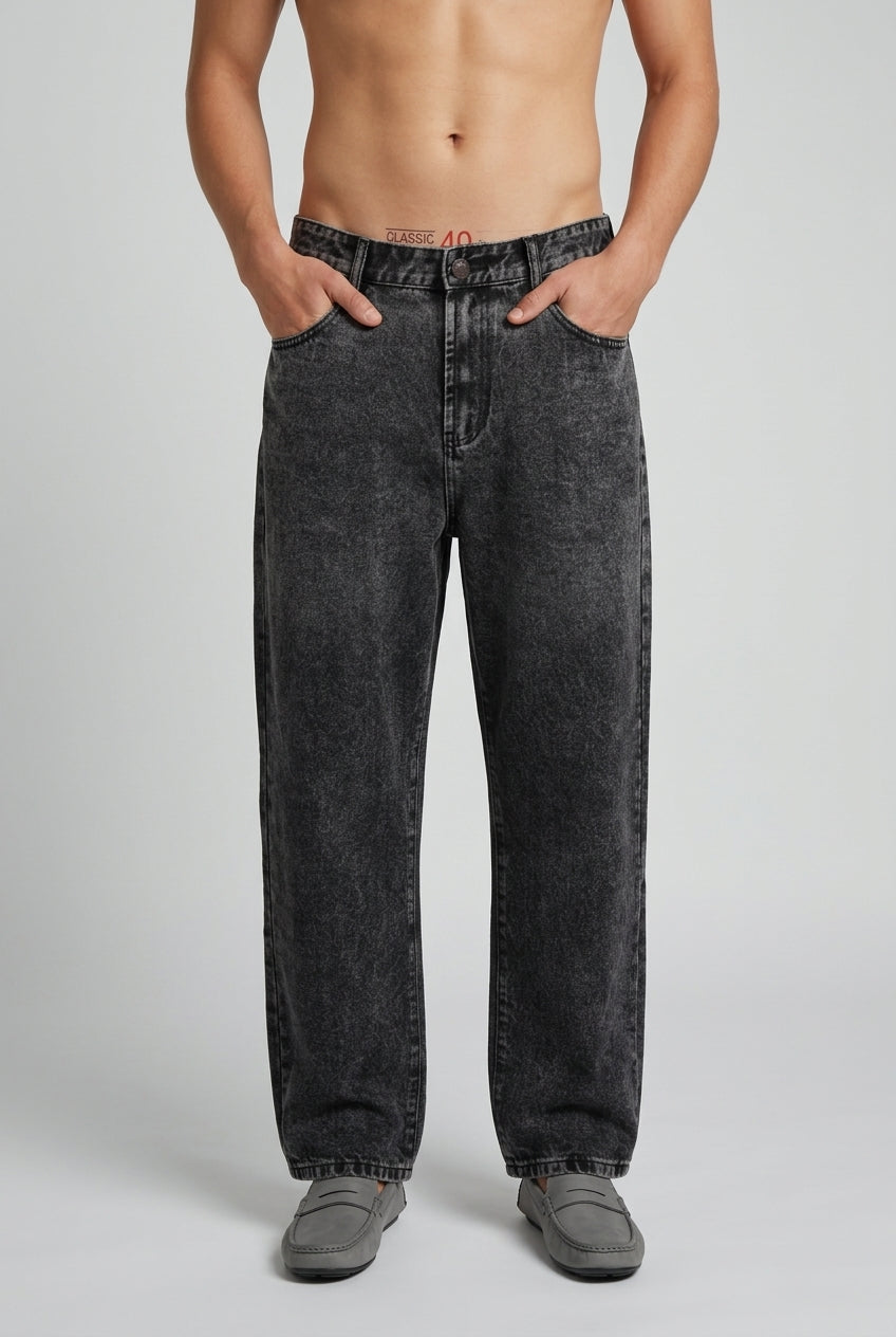 DEEDAT Loose Straight Fit Jeans - Black