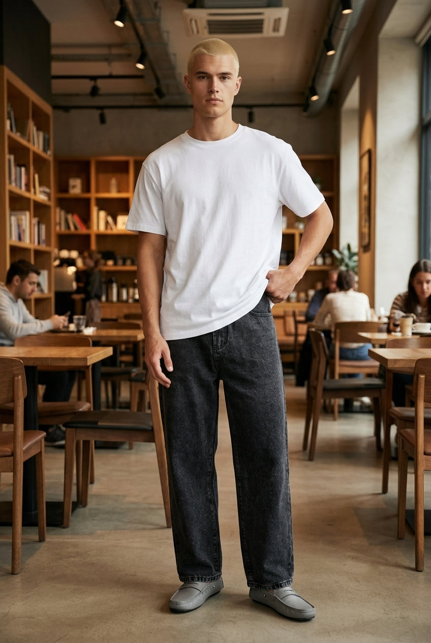 DEEDAT Loose Straight Fit Jeans - Black
