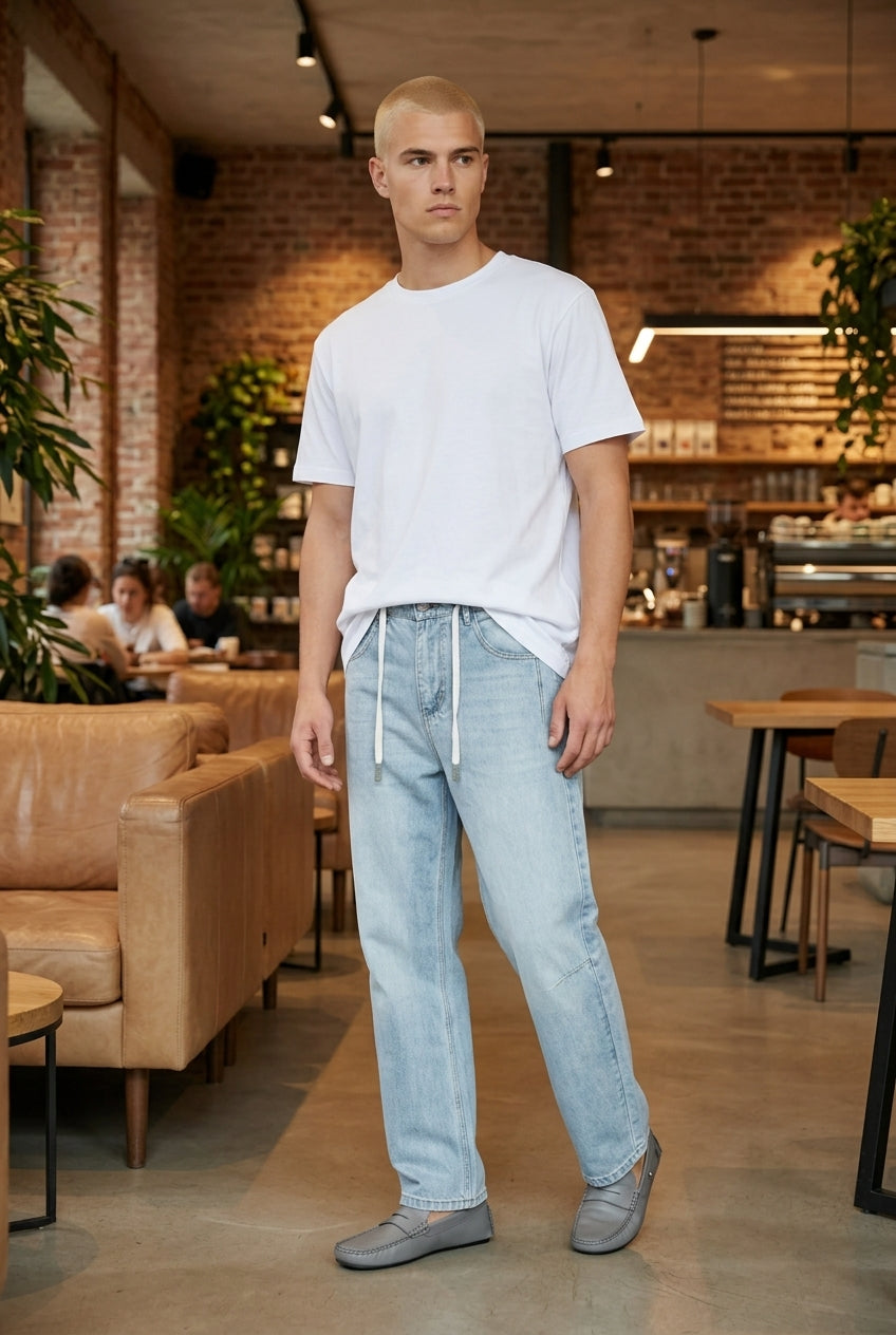 DEEDAT Balloon Fit Jeans - Ice Blue