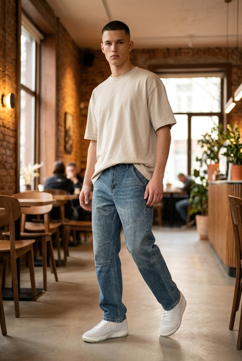 DEEDAT Balloon Fit Jeans - Vintage Blue