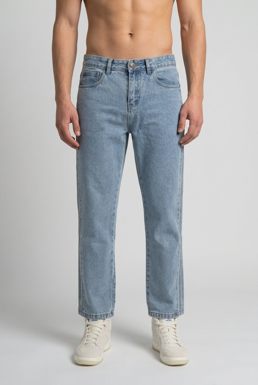 DEEDAT Loose Straight Fit Jeans - Light Blue