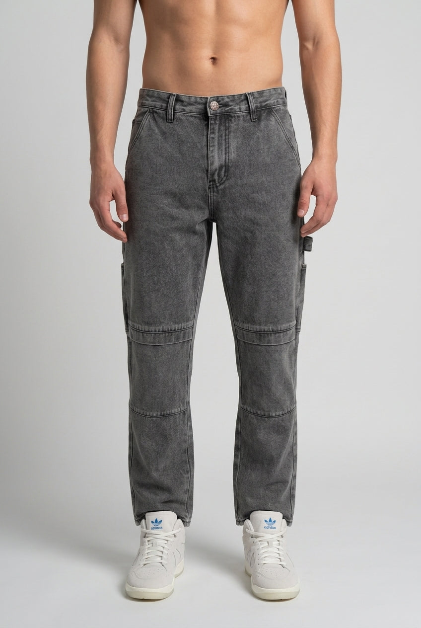DEEDAT Loose Straight Fit Jeans - Gray
