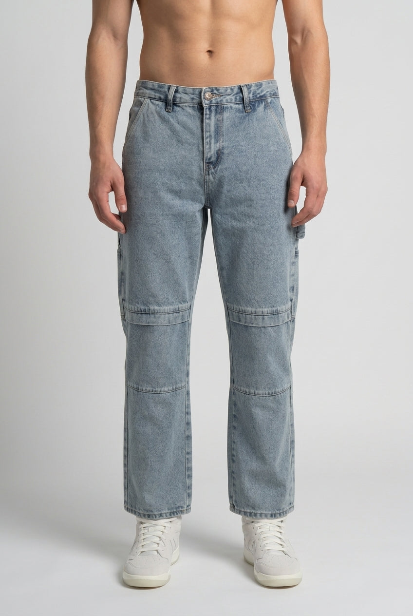 DEEDAT Loose Straight Fit Jeans - Light Blue