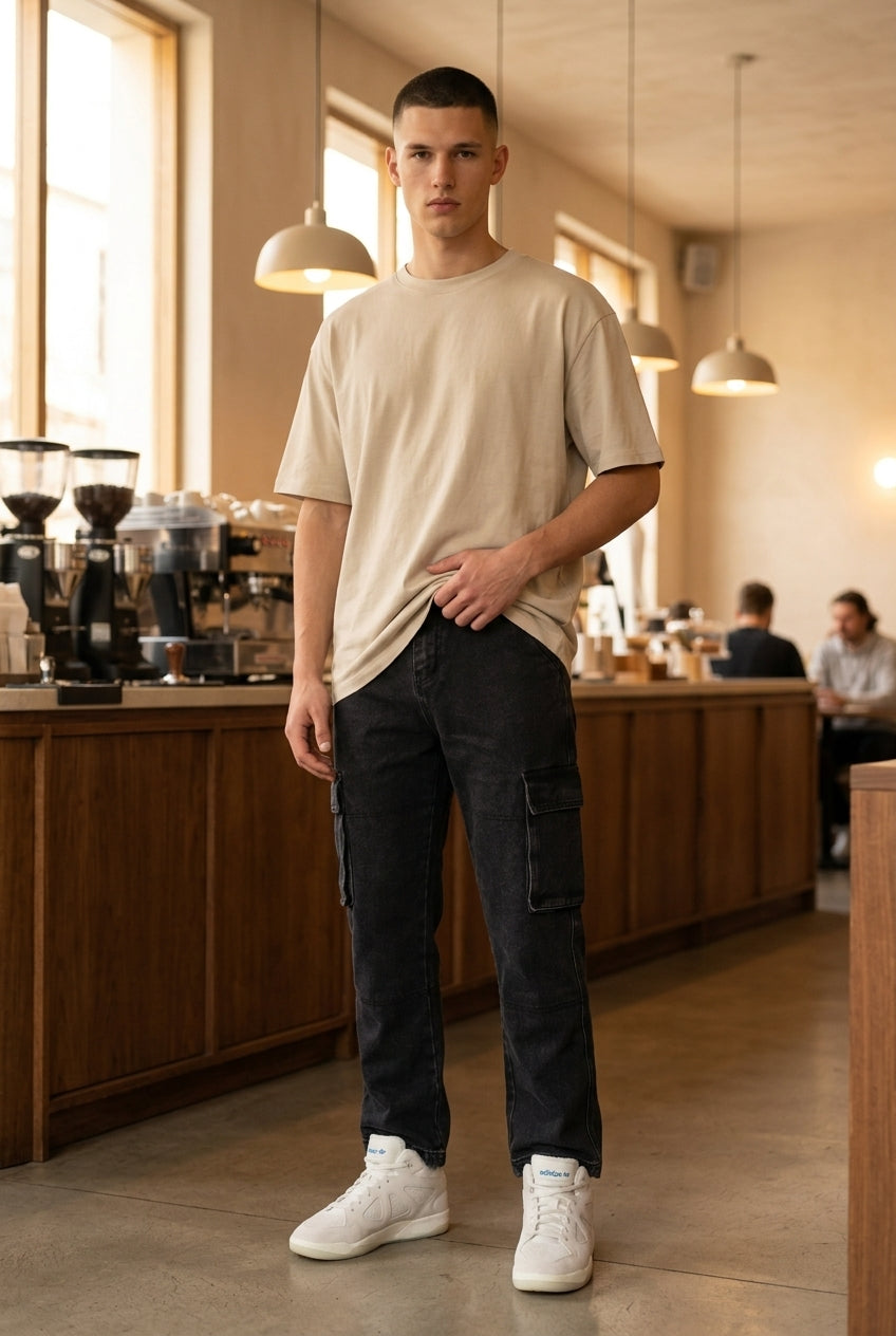 DEEDAT Loose Straight Fit Jeans - Black