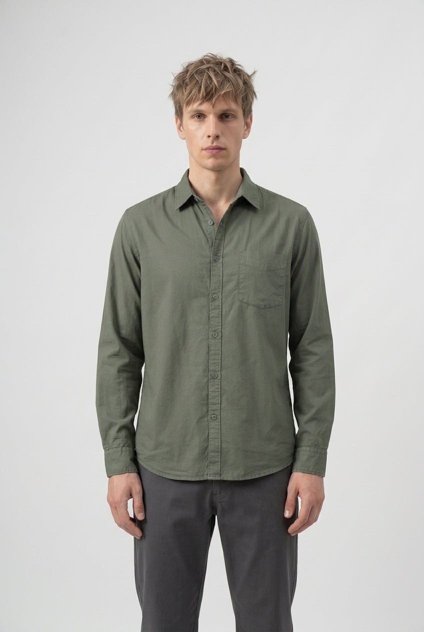 DEEDAT Slim Fit Long Sleeves Cutaway Collar Shirt - Green