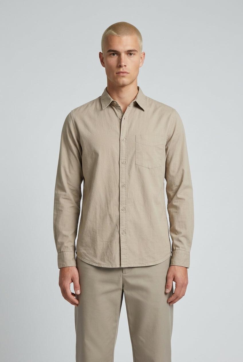 DEEDAT Slim Fit Long Sleeves Cutaway Collar Shirt - Green