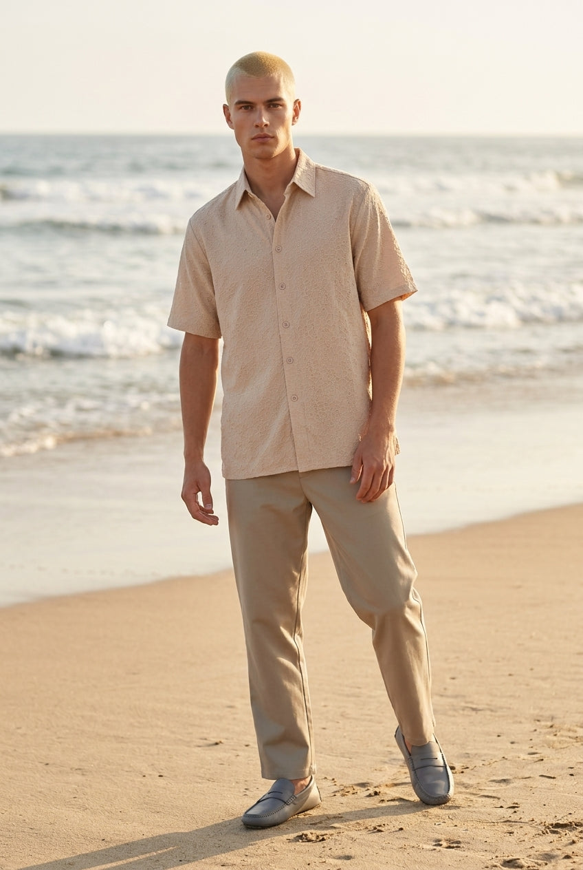 DEEDAT Regular Fit Casual Shirt - Khaki